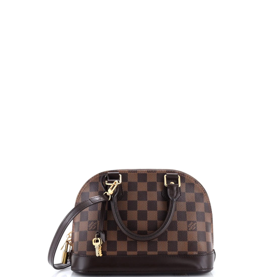 Handbag Alma Damier Louis Vuitton: Handbag Alma Damier Louis Vuitton The Alma Damier Louis Vuitton handbag boasts a timeless design with its classic canvas-coated exterior in rich brown, adorned with the iconic Damier BB pattern. Measu
