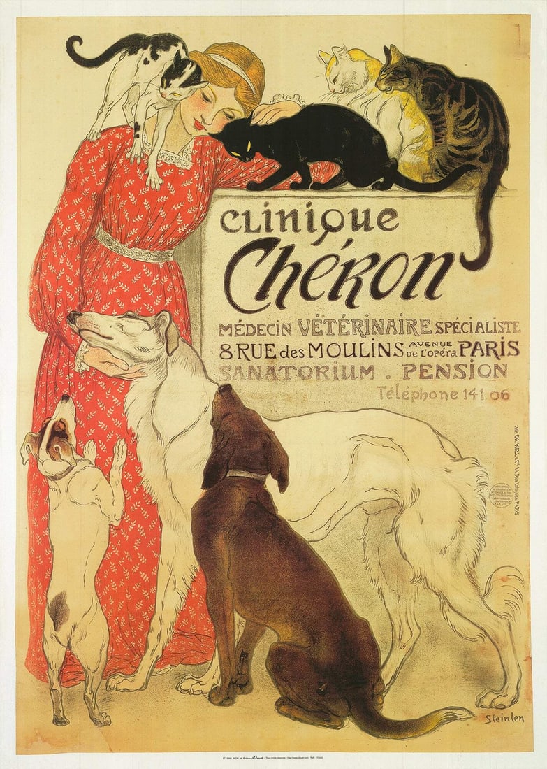THEOPHILE ALEXANDRE STEINLEN Clinique Cheron 55" x 39.25" Offset Lithograph 2000 (1 of 4)