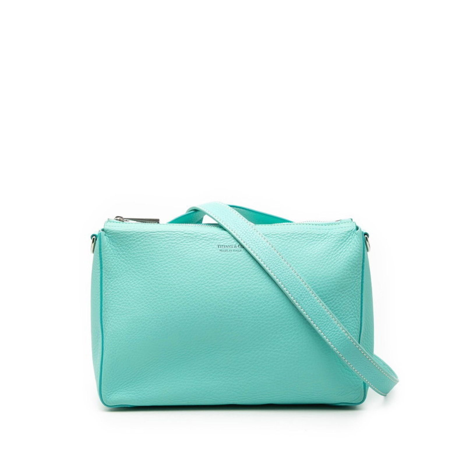 Handbag Leather Shoulder Bag: Handbag Leather Shoulder Bag Tiffany Blue Leather Shoulder Bag for Women, featuring a classic design with an open pocket and zipper closure. Made from high-quality leather, this shoulder bag measures 