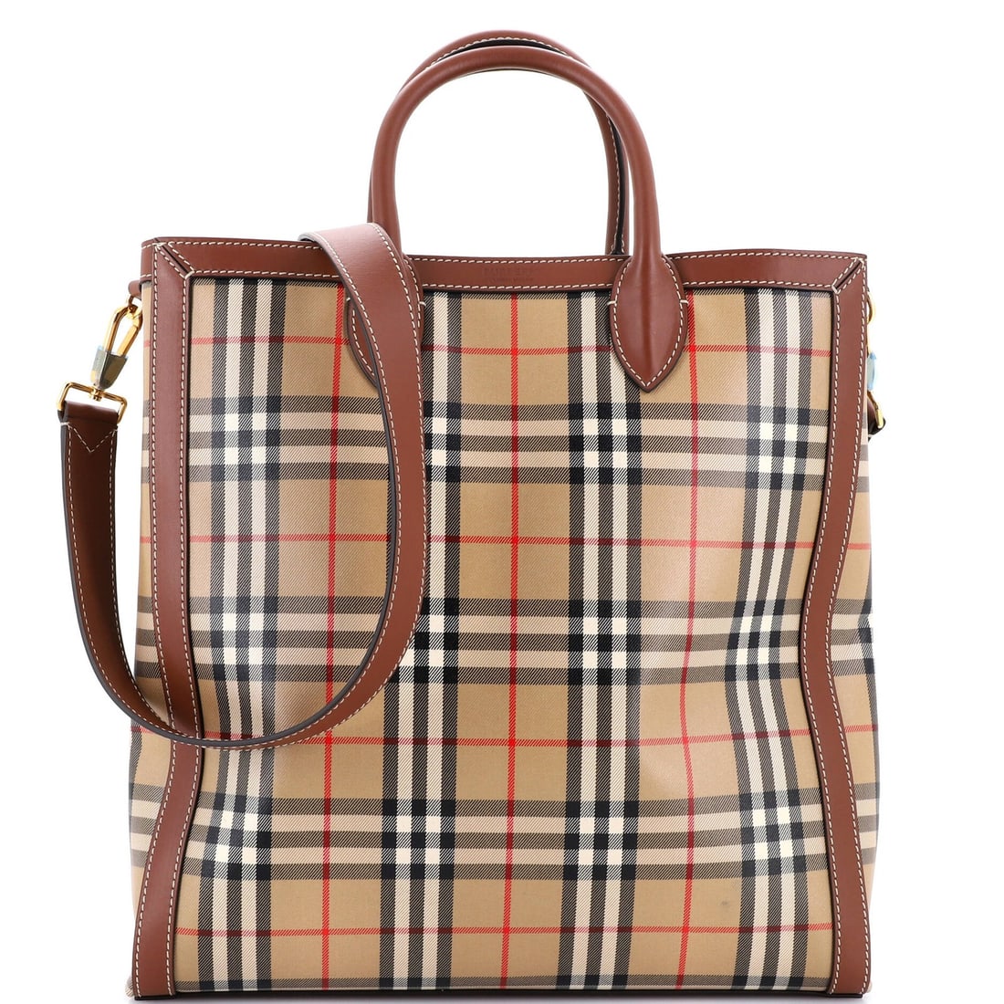 Burberry Convertible Tote Vintage Check Coated Canvas Medium (1 of 5)