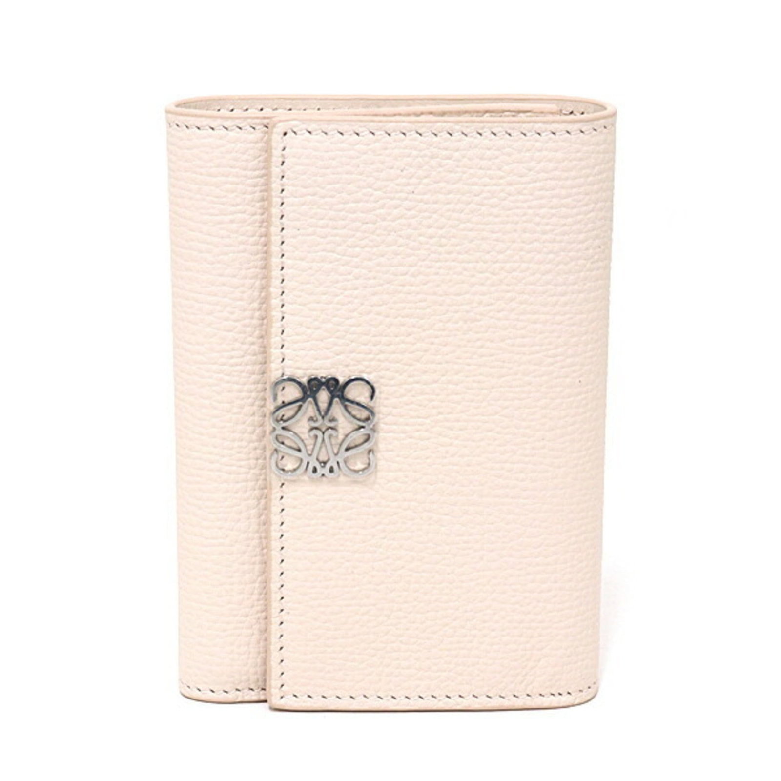Loewe Wallet (Tri-Fold) Leather: Loewe Wallet (Tri-Fold) Leather Tri-fold leather wallet from renowned brand Loewe, boasting classic design and premium materials. Measuring 8.5cm x 11.8cm x 2.5cm, it features a timeless beige color