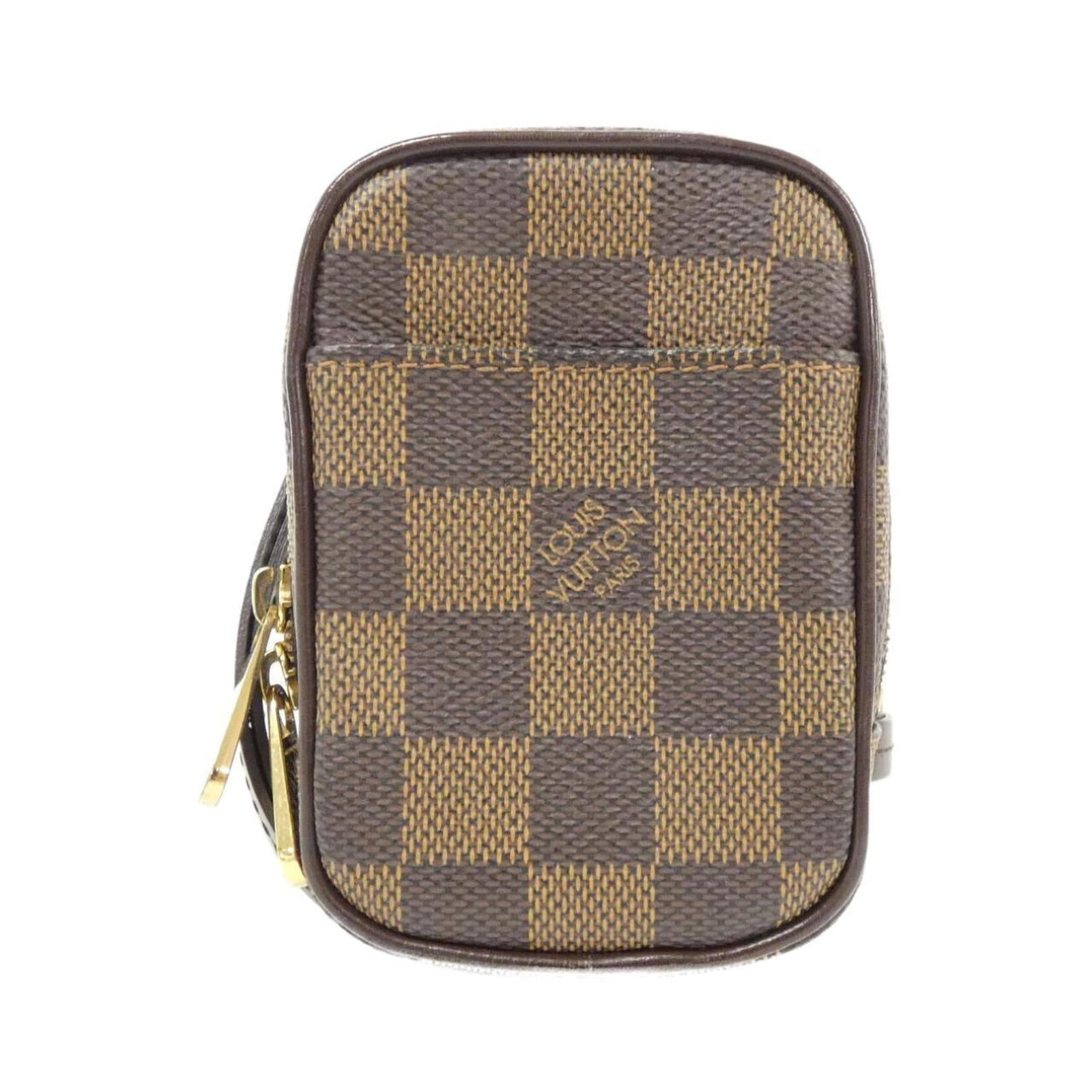 Canvas Pouch Coated Louis Vuitton: Canvas Pouch Coated Louis Vuitton Coated canvas Louis Vuitton pouch in Ebene, featuring gold hardware. The item has some scratches and dirt, but overall remains in very good condition with a few