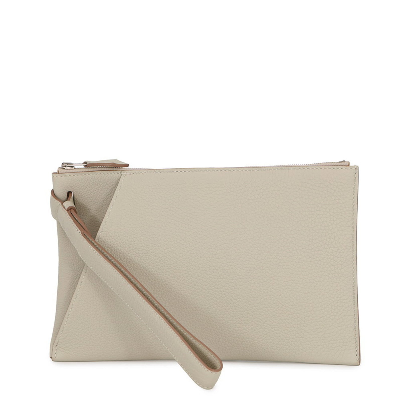 Clutch Togo Leather Hermes Bag: Clutch Togo Leather Hermes Bag Togo Leather Clutch Bag from Hermes, featuring a sleek Gris Tourterelle color and silver hardware. This versatile clutch boasts an open pocket and zipper closure,