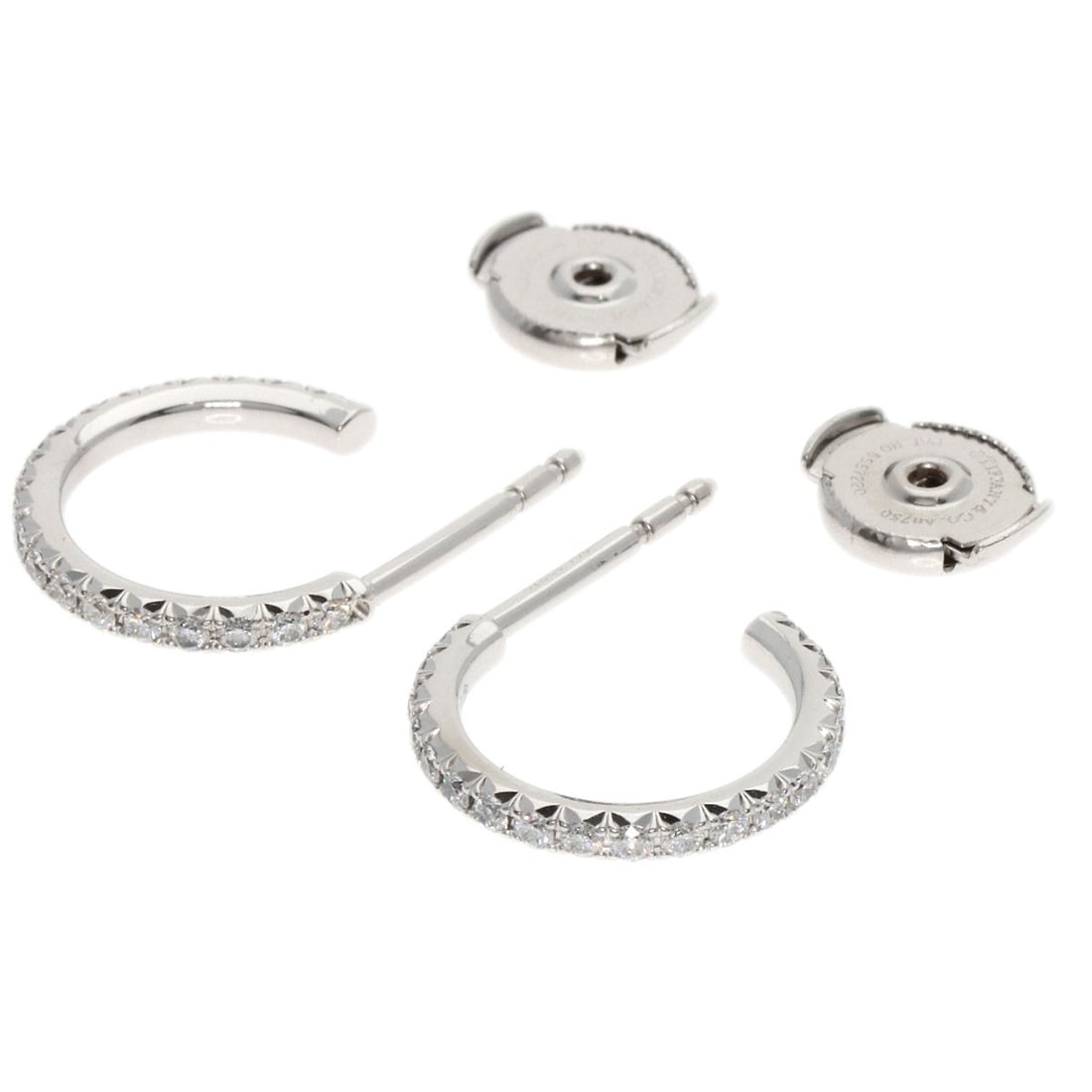 K18 White Gold Tiffany & Co Metro Hoop Diamond Earring (1 of 7)