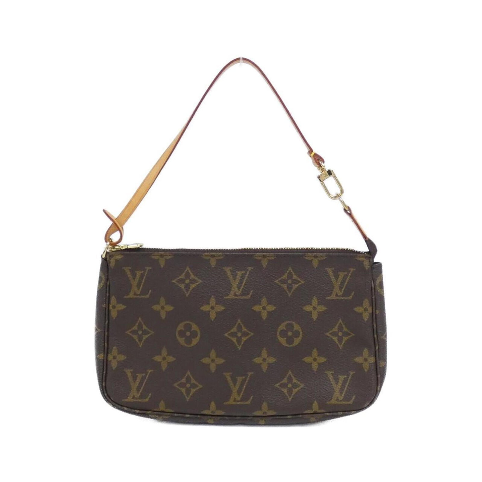 Canvas Pouch Louis Vuitton Coated: Canvas Pouch Louis Vuitton Coated Brown Louis Vuitton Coated Canvas Pouch in Good Condition. This used pochette features coated canvas material and has a brown color, measuring 13cm x 21cm x 3cm. It