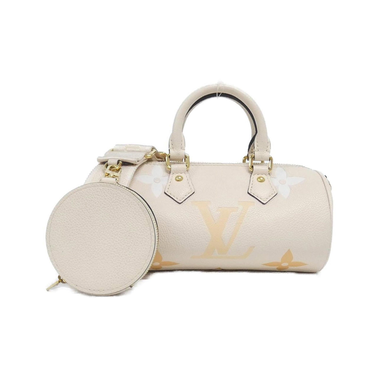 Shoulder Bag Leather Vuitton Louis: Shoulder Bag Leather Vuitton Louis Used Louis Vuitton Shoulder Bag in cream, saffron, and white calfskin leather. This bag features a classic design with a few traces of usage, some scratches and dirt