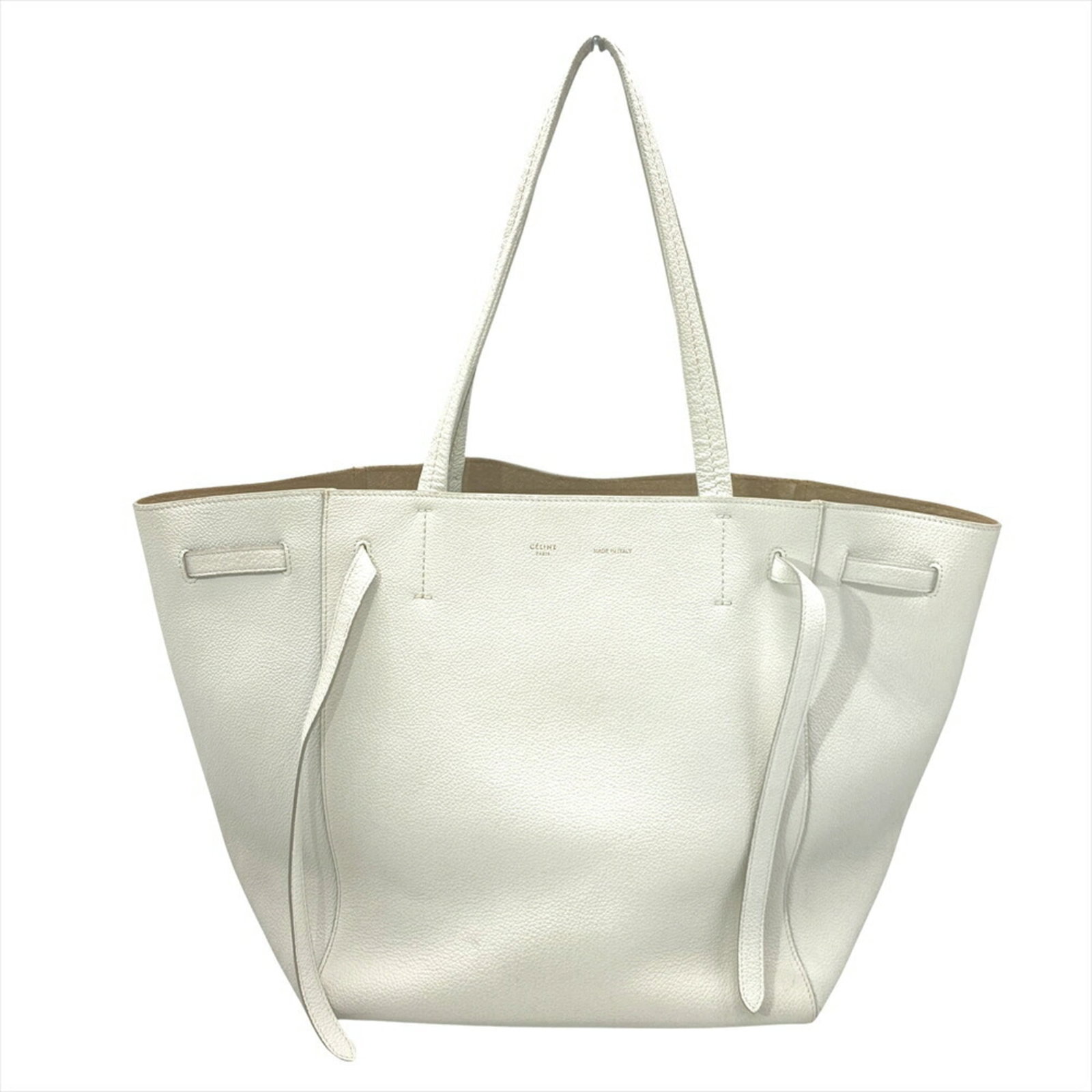Celine Tote Bag Leather: Celine Tote Bag Leather White Celine Leather Tote Bag with Zipper and Open Pockets. This classic tote features a sturdy leather exterior, interior zipper pocket, and open pocket for added storage. Mea