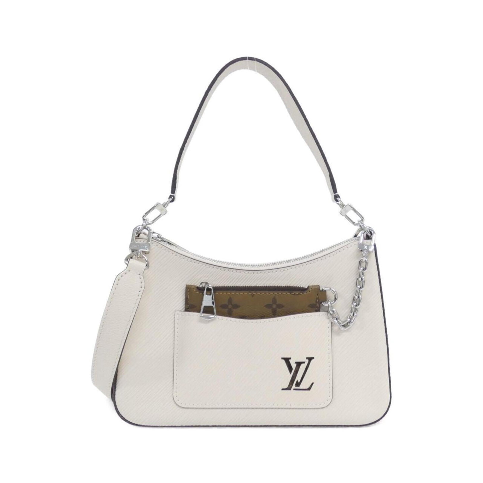 Shoulder Bag Leather Vuitton Louis: Shoulder Bag Leather Vuitton Louis The Louis Vuitton shoulder bag features high-quality leather made from calfskin, with an ivory color and classic design. Measuring 15cm x 25cm x 8cm, it has a timele