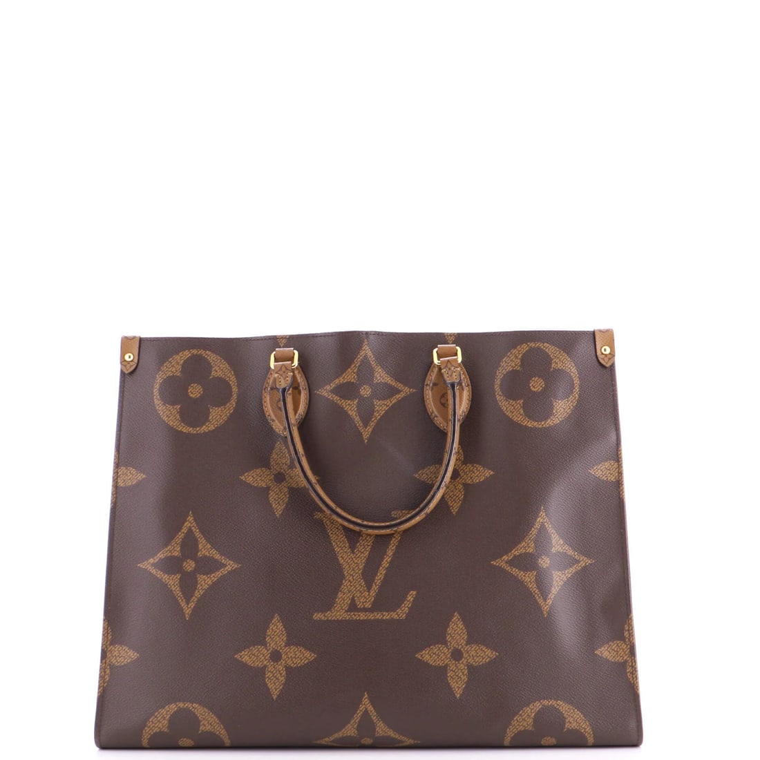 Monogram Giant Louis Vuitton OnTheGo Reverse Tote: Monogram Giant Louis Vuitton OnTheGo Reverse Tote Brown Monogram Giant Louis Vuitton OnTheGo Reverse Tote with classic design and signature reverse monogram pattern, available in great condition. The