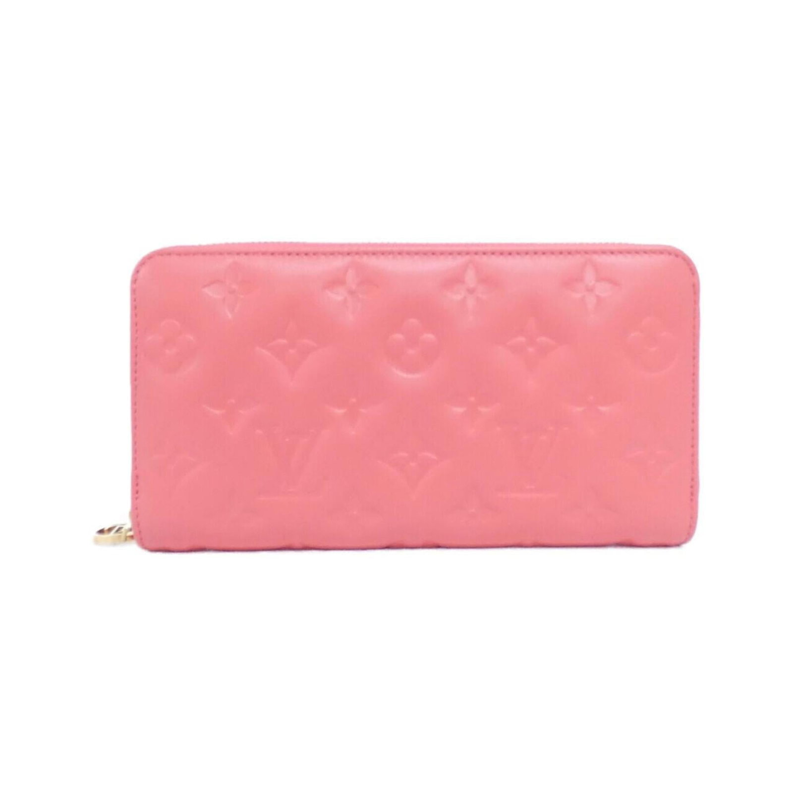 Louis Vuitton Long Bill Wallet (Bi-Fold) Leather: Louis Vuitton Long Bill Wallet (Bi-Fold) Leather Gold and pink hues add a touch of elegance to the classic Long Bill Wallet, designed by Louis Vuitton. Made from high-quality leather, its bi-fold desi