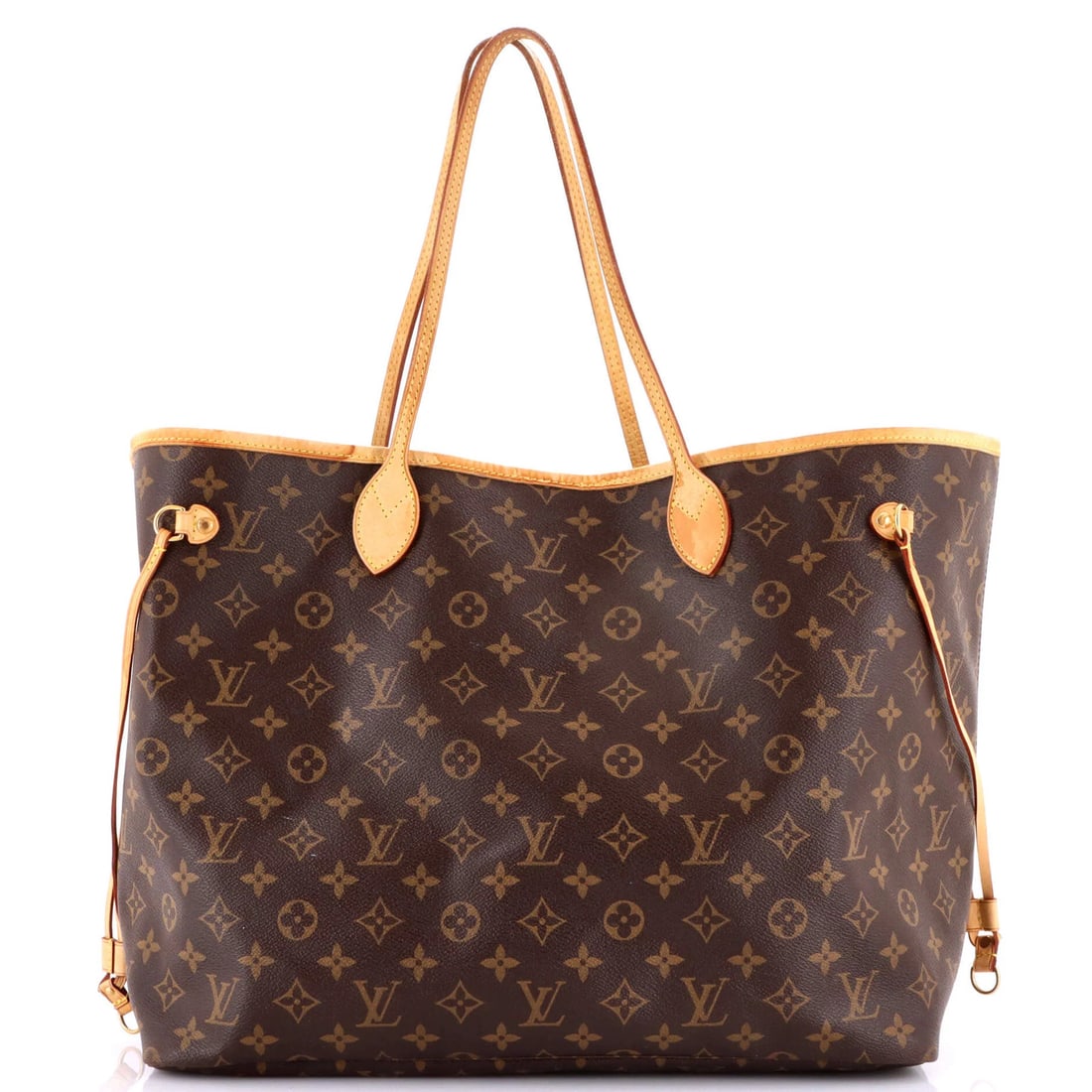 Vuitton Louis Neverfull Monogram Canvas Tote GM: Vuitton Louis Neverfull Monogram Canvas Tote GM Brown Louis Vuitton Neverfull Monogram Canvas Tote GM with classic design and signature monogram pattern. Measuring 12" tall, 15" wide, and 7.5" deep,