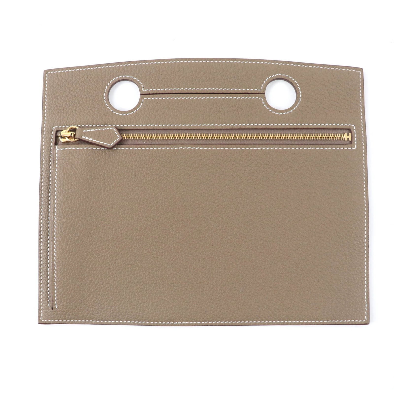 Hermes Etoupe Togo Leather Bag With Gold Hardware Zippered Pocket U Stamp Comes Box And Dust Bag: Hermes Etoupe Togo Leather Bag With Gold Hardware Zippered Pocket U Stamp Comes Box And Dust Bag Etoupe Gray Togo Leather Bag with Gold Hardware and Zippered Pocket, Stamped with U. This Herm?s bag