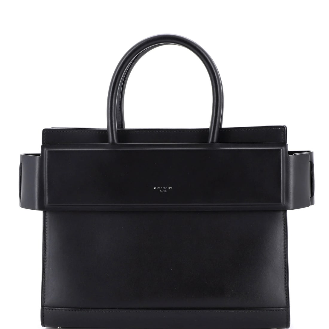 Leather small satchel horizon givenchy: Leather small satchel horizon givenchy Small leather satchel in black from the Horizon collection by Givenchy, featuring a classic tote design with silver hardware and a spacious interior. Measuring