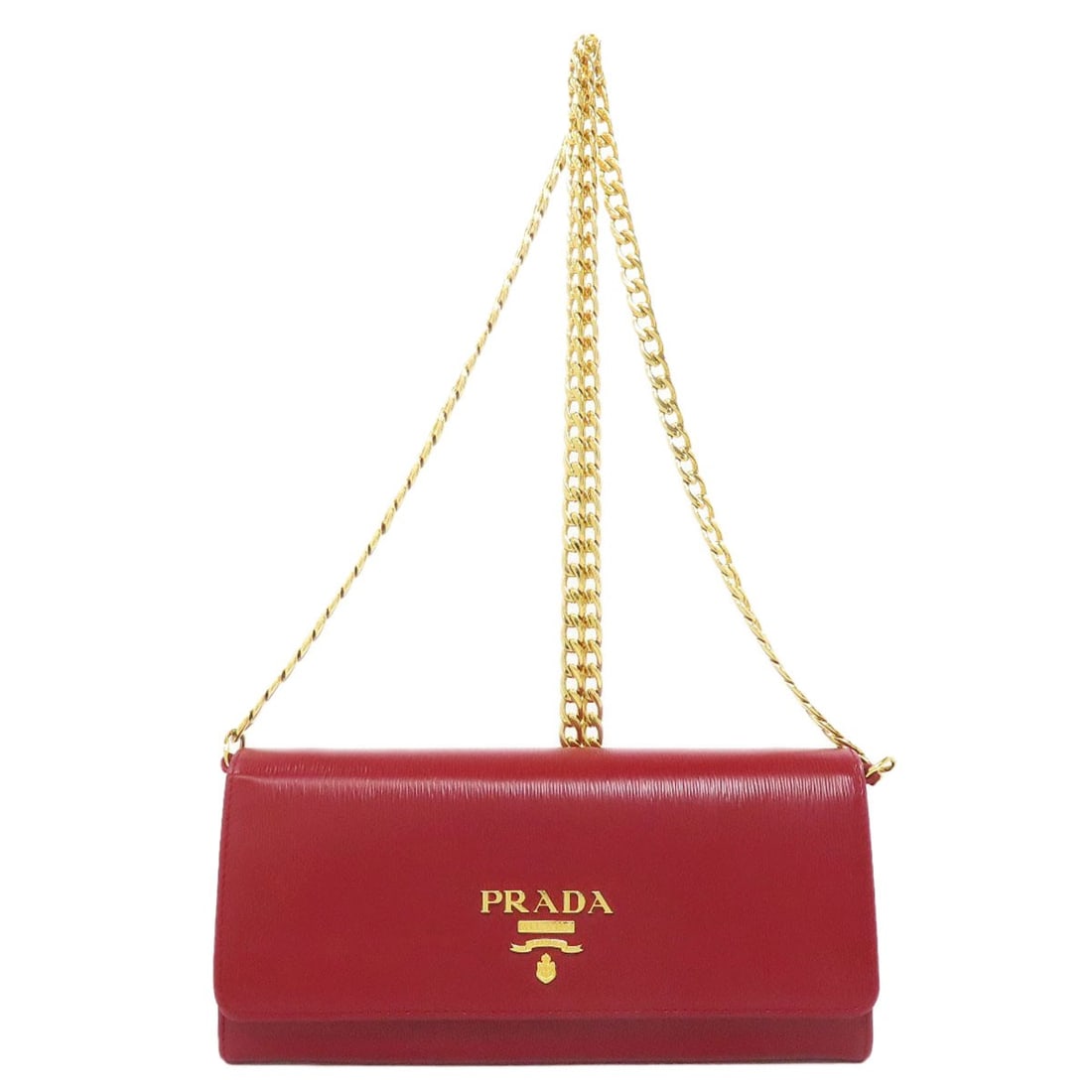 Wallet Coin Pocket With Long Chain Prada Safiano: Wallet Coin Pocket With Long Chain Prada Safiano Red Safiano PRADA Long Wallet with Coin Pocket and Long Chain. This stylish wallet features a signature red exterior, a long chain for added