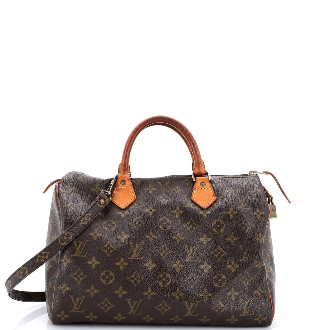 Speedy Bandouliere Bag Monogram Canvas Louis Vuitton 30: Speedy Bandouliere Bag Monogram Canvas Louis Vuitton 30 Speedy Bandouliere Bag in Brown Canvas, featuring the iconic Monogram pattern. With its classic design and spacious interior, this bag offers a 