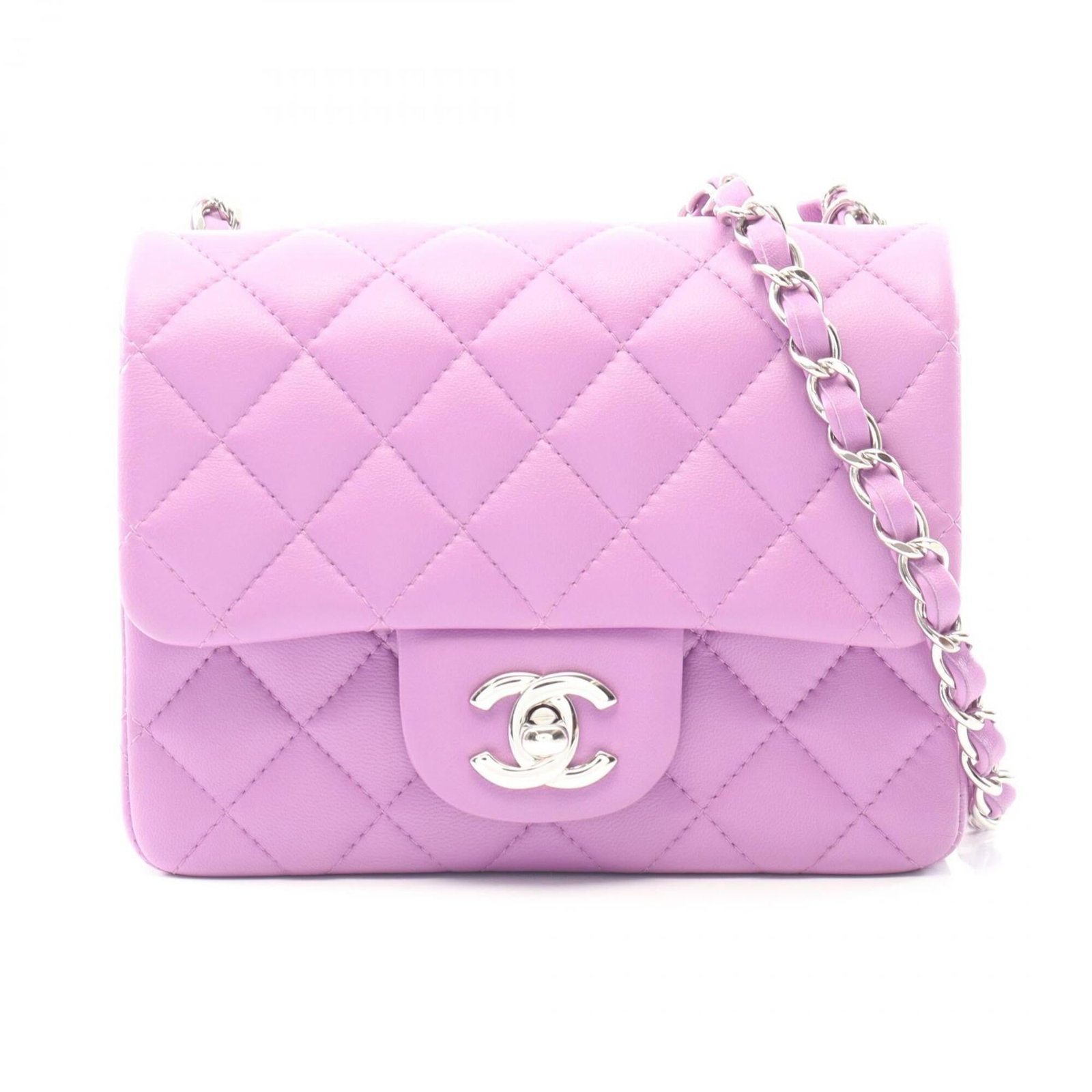 Chanel Handbag Shoulder Bag Leather: Chanel Handbag Shoulder Bag Leather Chanel's iconic shoulder bag in rich purple lambskin leather, featuring a classic design with clean lines and understated elegance. This pre-owned handbag showcases