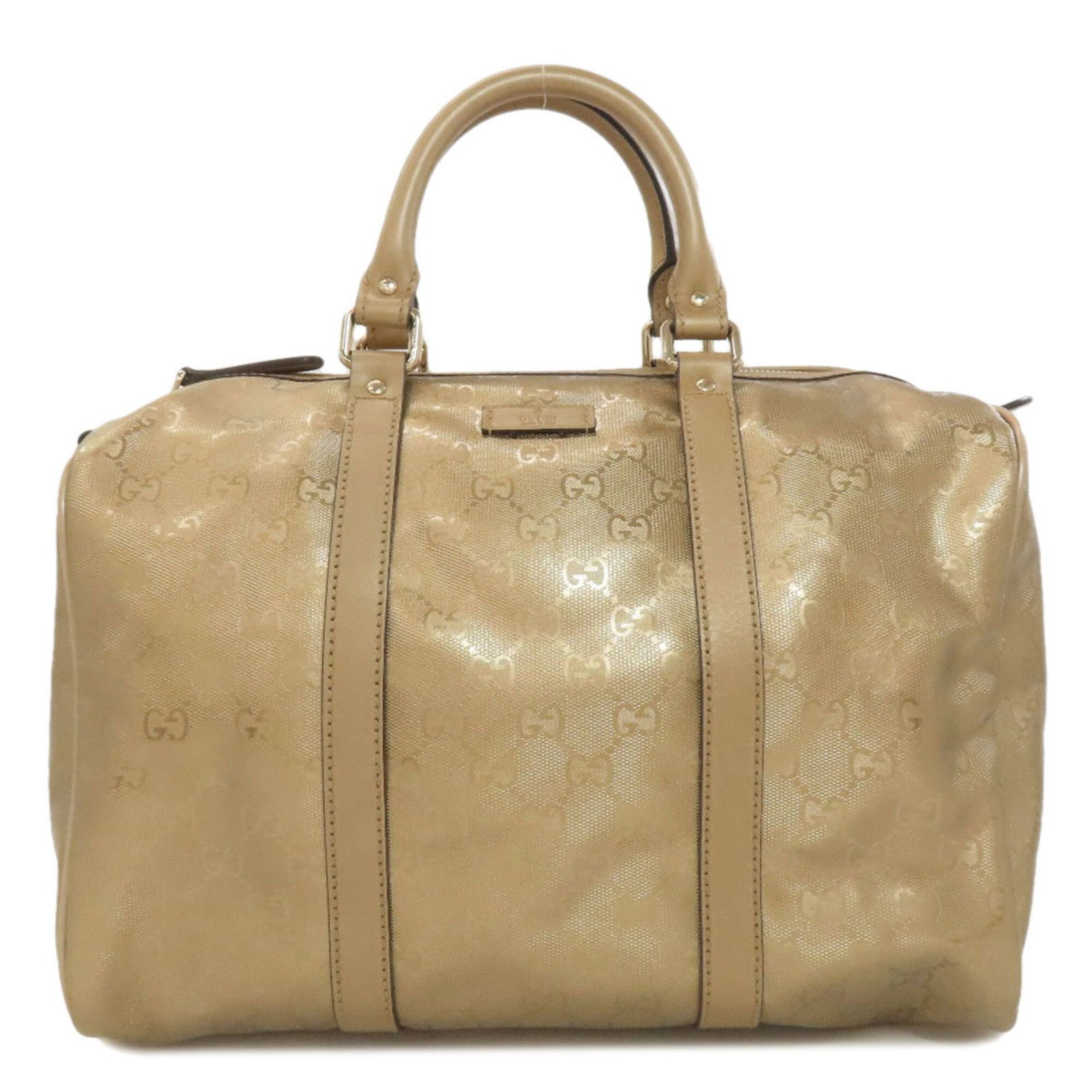 Boston Bag Pvc Gucci: Boston Bag Pvc Gucci Gold Boston Bag made from Pvc, featuring a classic design with a few traces of usage and some scratches / dirt visible. The bag measures 26cm x 32cm x 16cm and is in very good