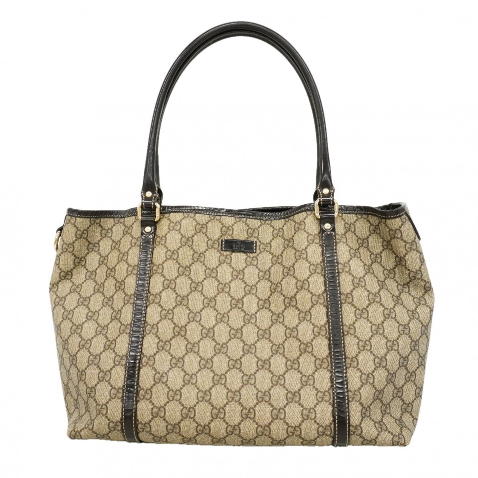 Gucci Tote Bag Pvc: Gucci Tote Bag Pvc Brown Gucci Tote Bag with Gold Hardware, Made from Pvc. This used tote bag features a classic design with gold accents and has visible scratches and dirt, indicating it has been