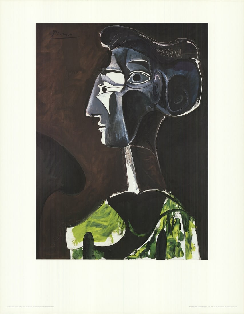 PABLO PICASSO Grand Profile (no text) 35.5" x 27.5" Offset Lithograph 1986 Moder: PABLO PICASSO Grand Profile (no text) 35.5" x 27.5" Offset Lithograph 1986 Moder Item Specifics: Artist: Pablo Picasso Brand: Picasso Pablo Country/Region Of Origin: Germany Exact Year: 1986 Height: