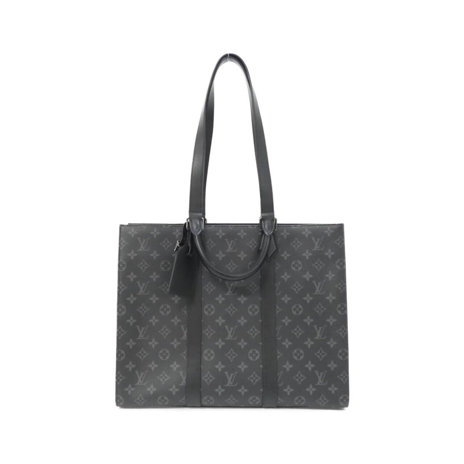 Louis Vuitton Handbag Coated Canvas Leather: Louis Vuitton Handbag Coated Canvas Leather Used Louis Vuitton Handbag in Black, featuring coated canvas leather and calf leather trim. The bag shows some minor signs of wear, including scratches and