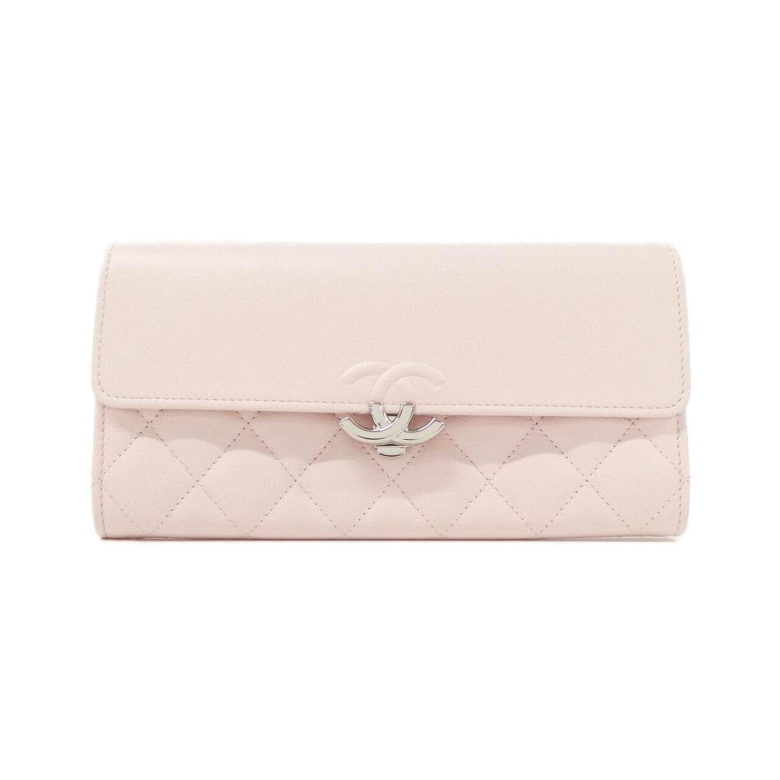 Chanel Long Wallet (Bi-Fold) Grained Calfskin: Chanel Long Wallet (Bi-Fold) Grained Calfskin The Chanel Long Wallet in Light Pink features a classic bi-fold design made from high-quality grained calfskin, offering a timeless and sophisticated