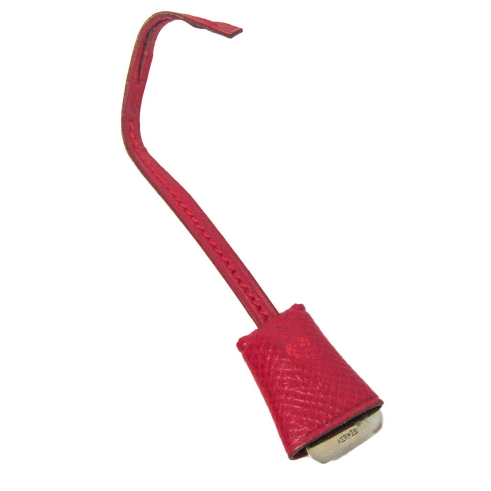 Hermes Keyring Epsom Leather Metal: Hermes Keyring Epsom Leather Metal Epsom leather and metal come together in this classic Hermes keyring, featuring a bold red color and silver accents. With its distinctive design and premium material
