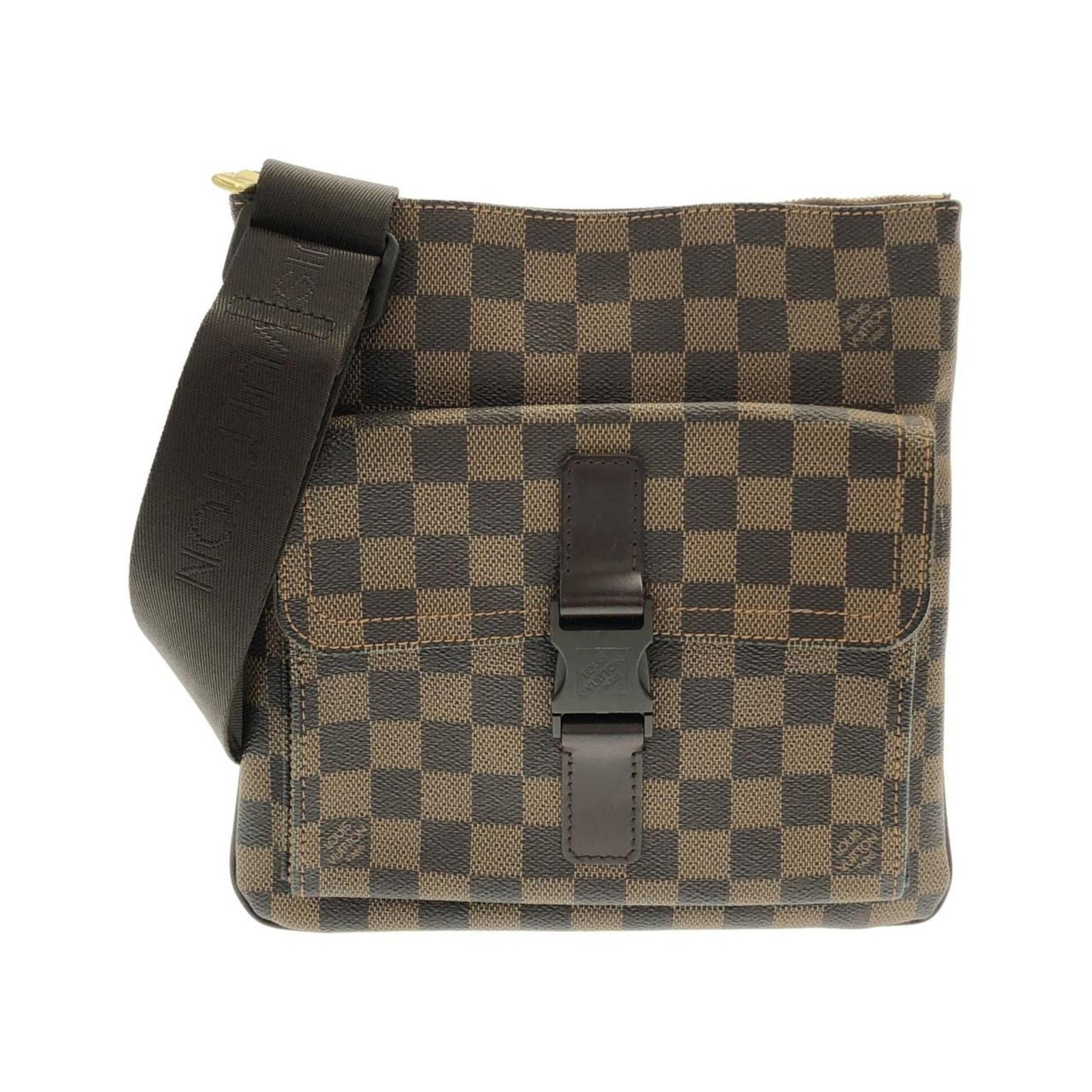 Pochette Shoulder Coated Bag Louis Vuitton: Pochette Shoulder Coated Bag Louis Vuitton Pochette Shoulder Coated Bag Louis Vuitton - A stylish and versatile accessory, this coated canvas bag features gold hardware and a classic Ebene color.