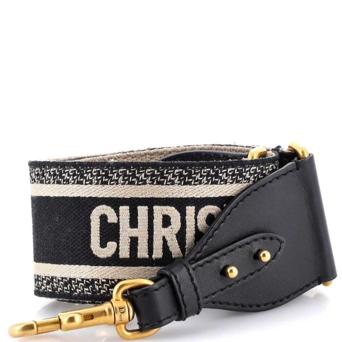 Christian Dior Canvas Embroidered Strap Shoulder: Christian Dior Canvas Embroidered Strap Shoulder Black canvas embroidered strap shoulder bag from Christian Dior, featuring plain leather trims and aged gold hardware. The bag boasts a classic design