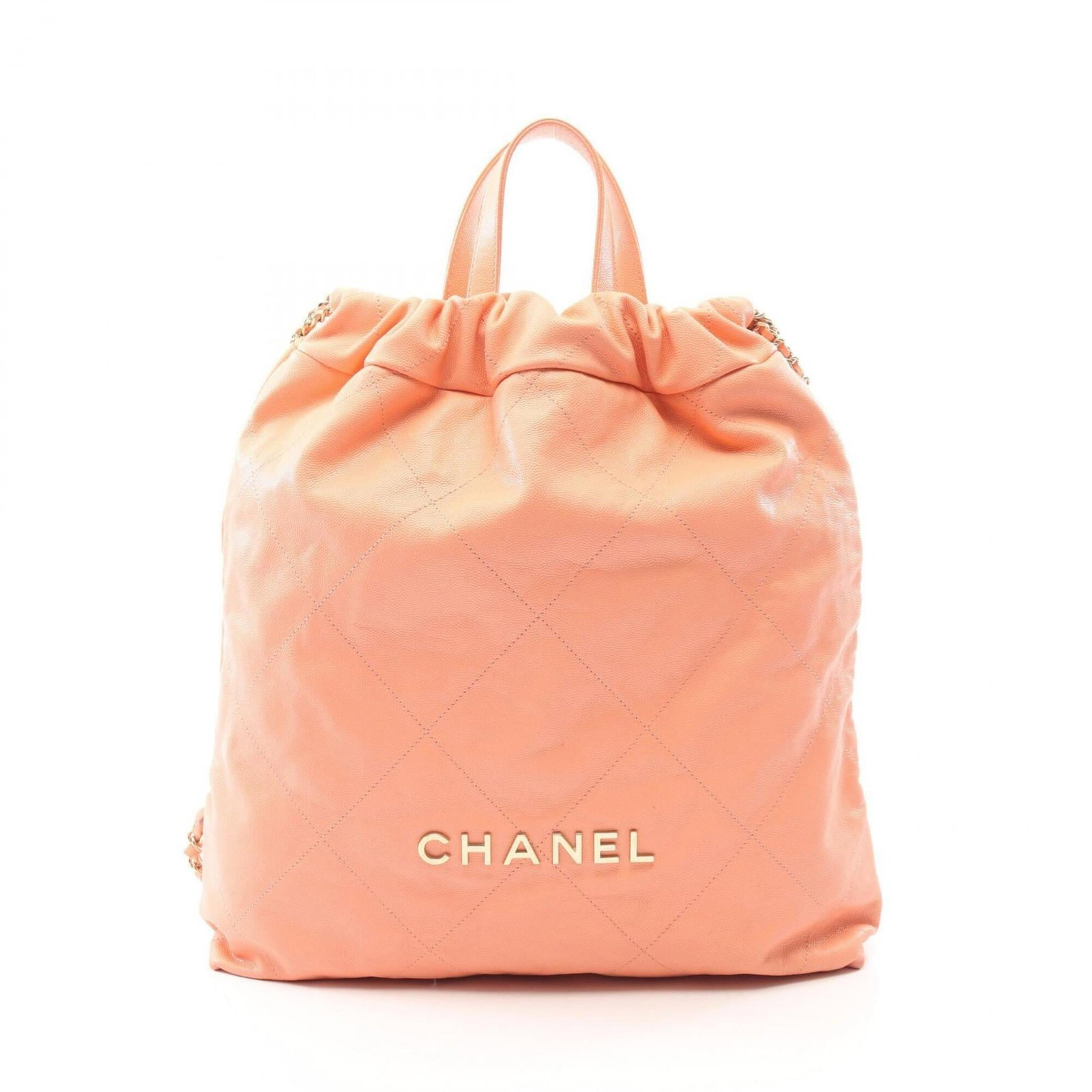 Handbag Backpack Grained Calfskin by Chanel: Handbag Backpack Grained Calfskin by Chanel Grained Calfskin by Chanel - A Timeless Backpack. This vibrant orange backpack features high-quality grained calfskin, offering a unique and stylish touch