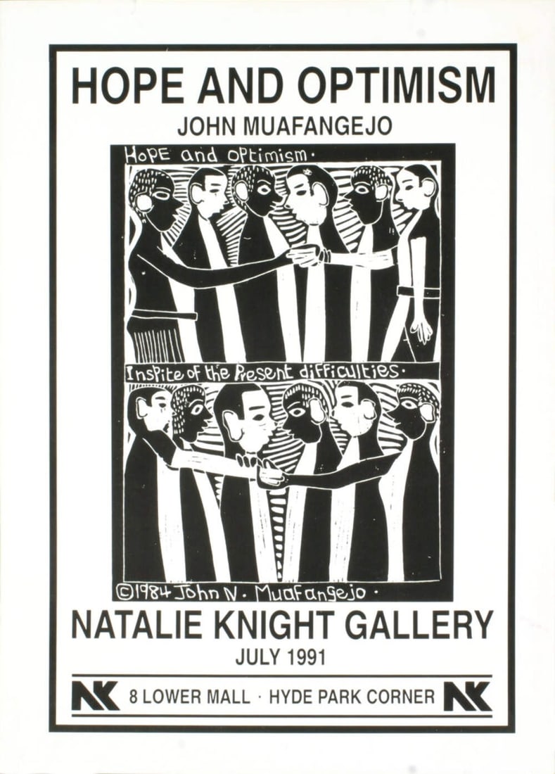 JOHN MUAFANGEJO Hope and Optimism 1991 27.75" x 20" Poster 1991 African America (1 of 4)