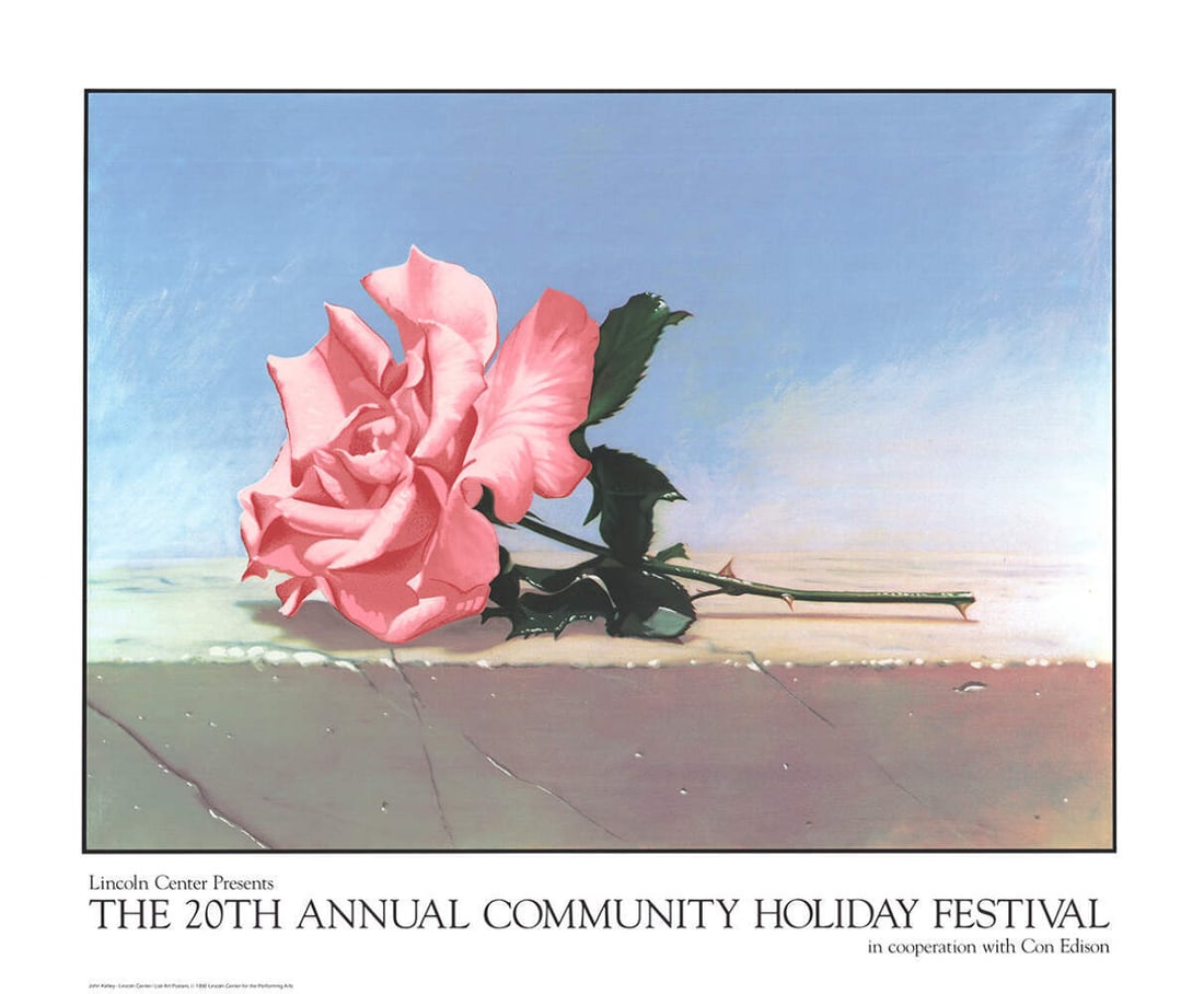 JOHN KELLEY Andalusia Rose 33" x 40" Serigraph 1990 Contemporary Pink Green Bl (1 of 1)
