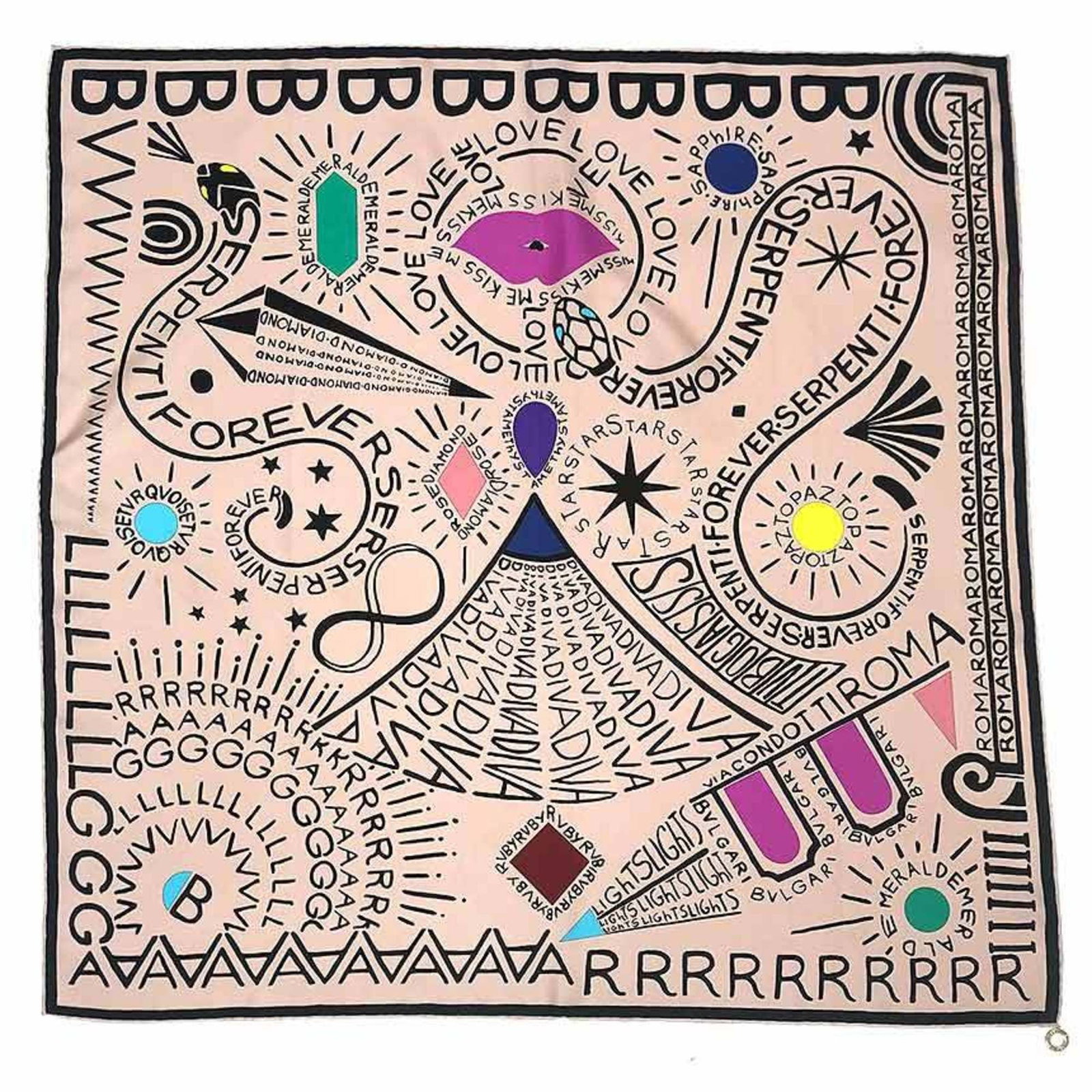 Silk Bvlgari 100% Scarf: Silk Bvlgari 100% Scarf Silk Bvlgari 100% Scarf, pink in color, made from high-quality silk material. The scarf measures 66cm x 66cm and bears a few traces of usage, some scratches / dirt can be seen