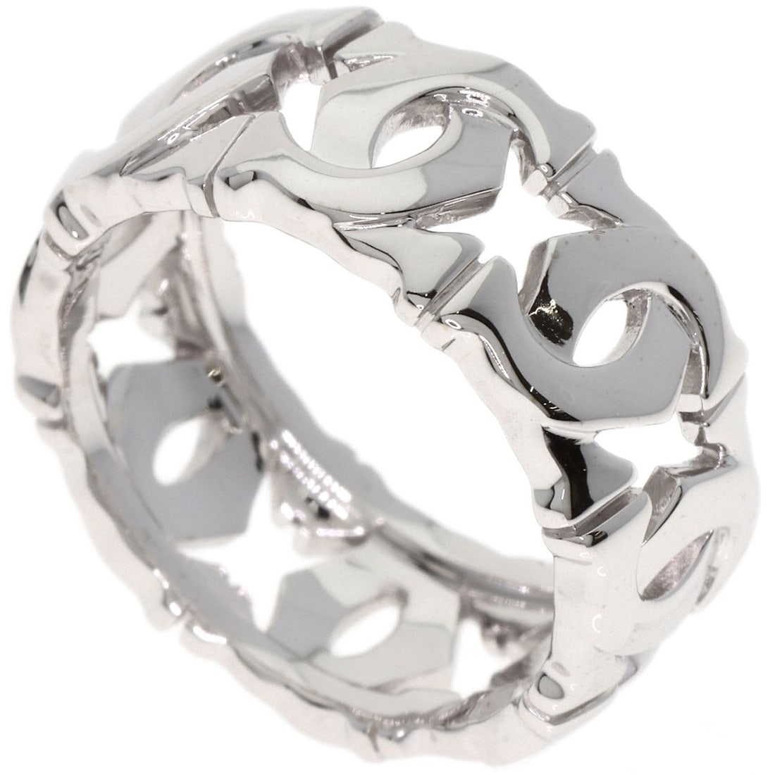 White gold ring entrelaces cartier k18 #51: White gold ring entrelaces cartier k18 #51 K18 white gold entrelaces Cartier ring in silver, size 5.75(US), features no main stone. The K18 purity and silver metal exterior color provide a sleek, mode