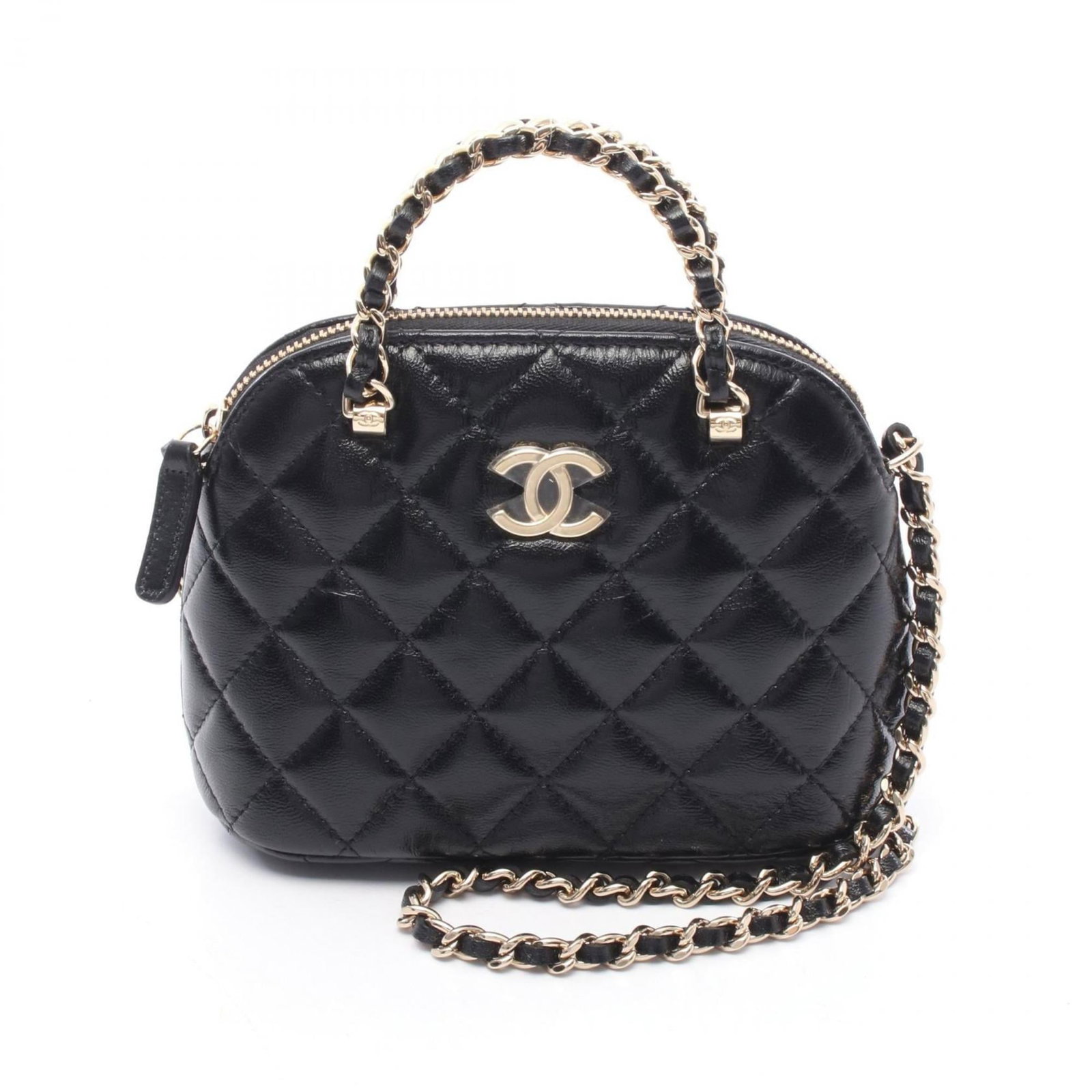 Shoulder bag leather Chanel: Shoulder bag leather Chanel This black lambskin shoulder bag from Chanel features a sleek and sophisticated design. With its classic shape and high-quality leather construction, it's a timeless piece 