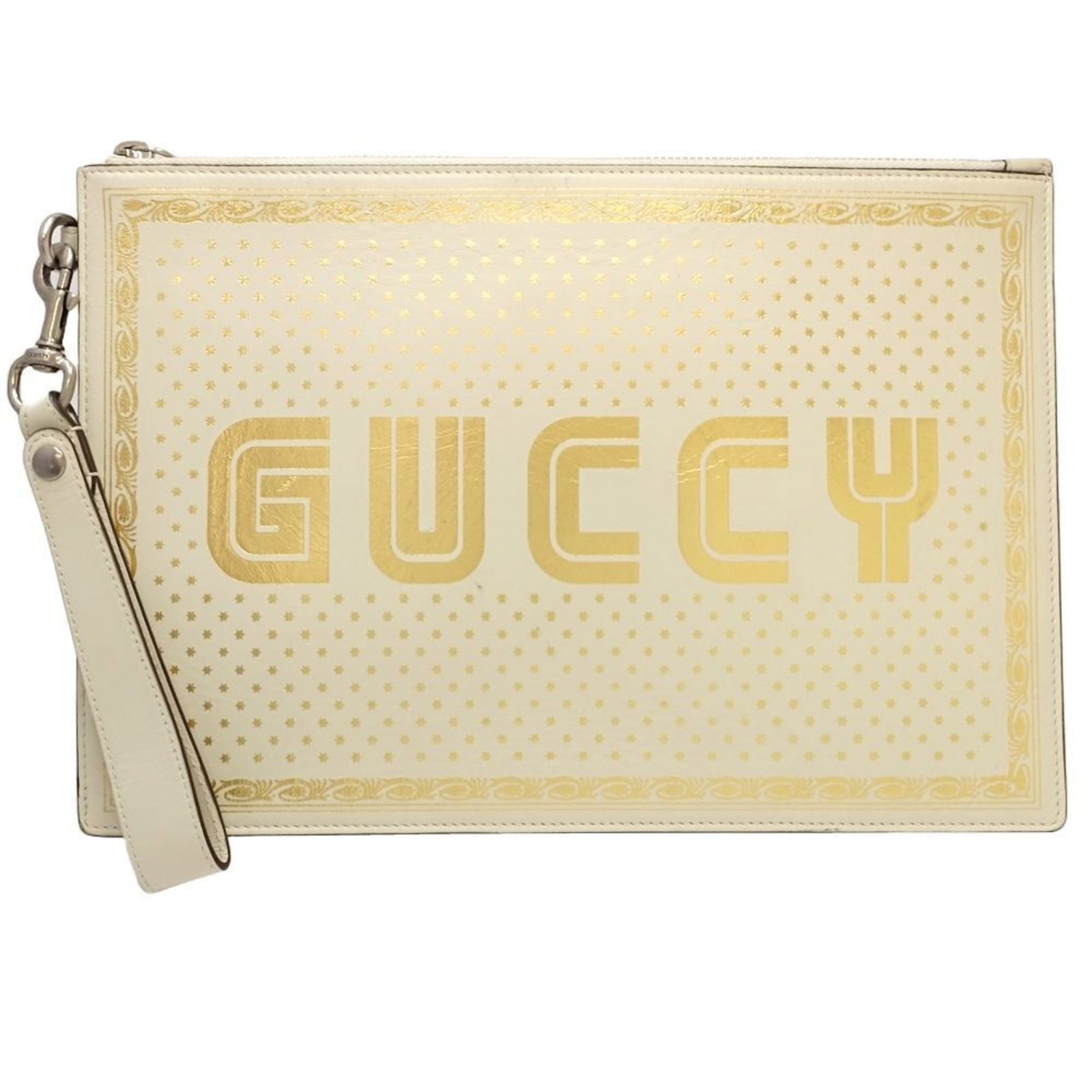 Bag Leather Clutch Gucci: Bag Leather Clutch Gucci Gucci's iconic ivory leather clutch boasts a timeless design, with its classic shape and elegant size making it perfect for dressing up or adding a touch of sophistication to