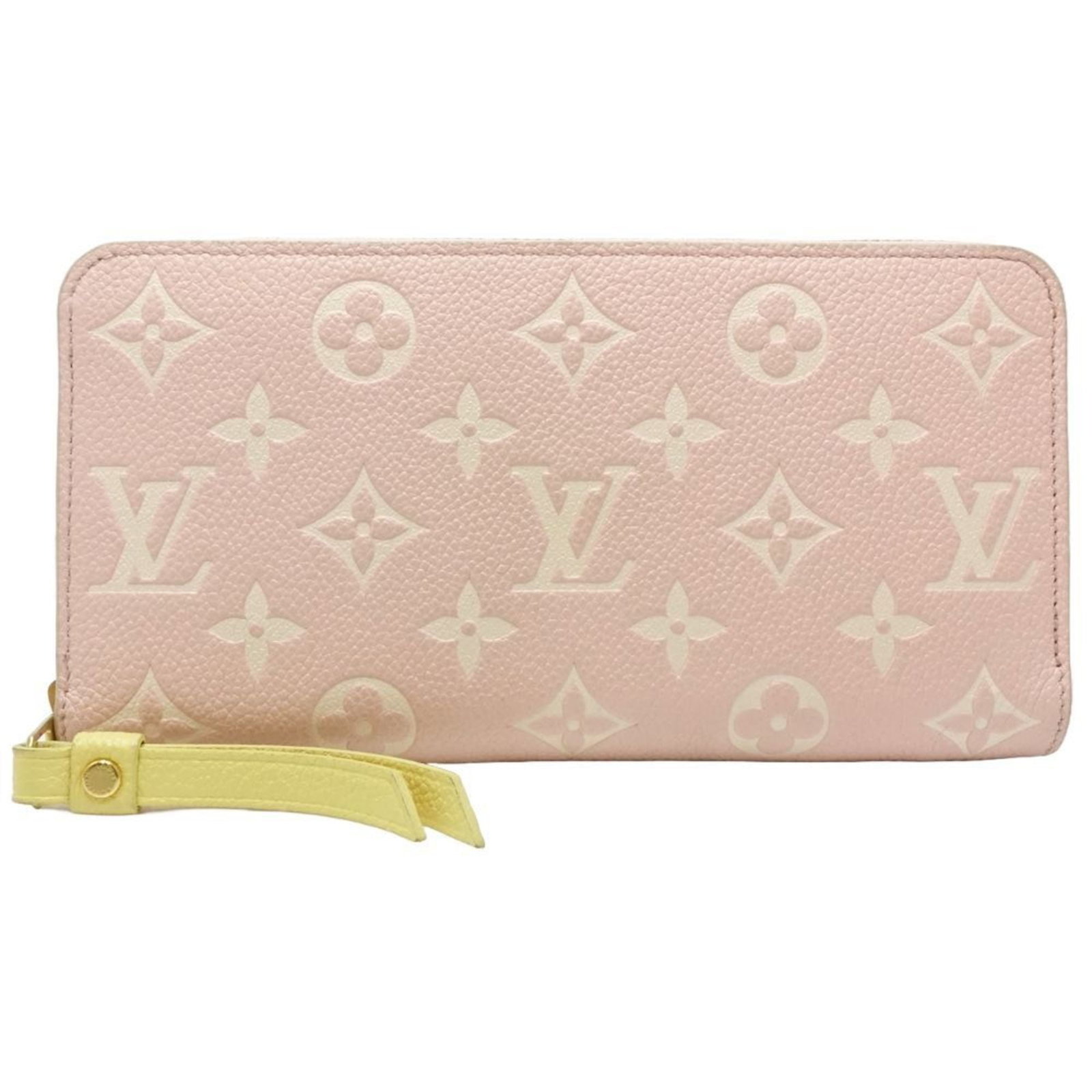 Louis Vuitton Bi Fold Monogram Empreinte Wallet: Louis Vuitton Bi Fold Monogram Empreinte Wallet Monogram Empreinte pattern adds a touch of elegance to this Louis Vuitton bi-fold wallet, featuring the iconic design in beige. The subtle pink and