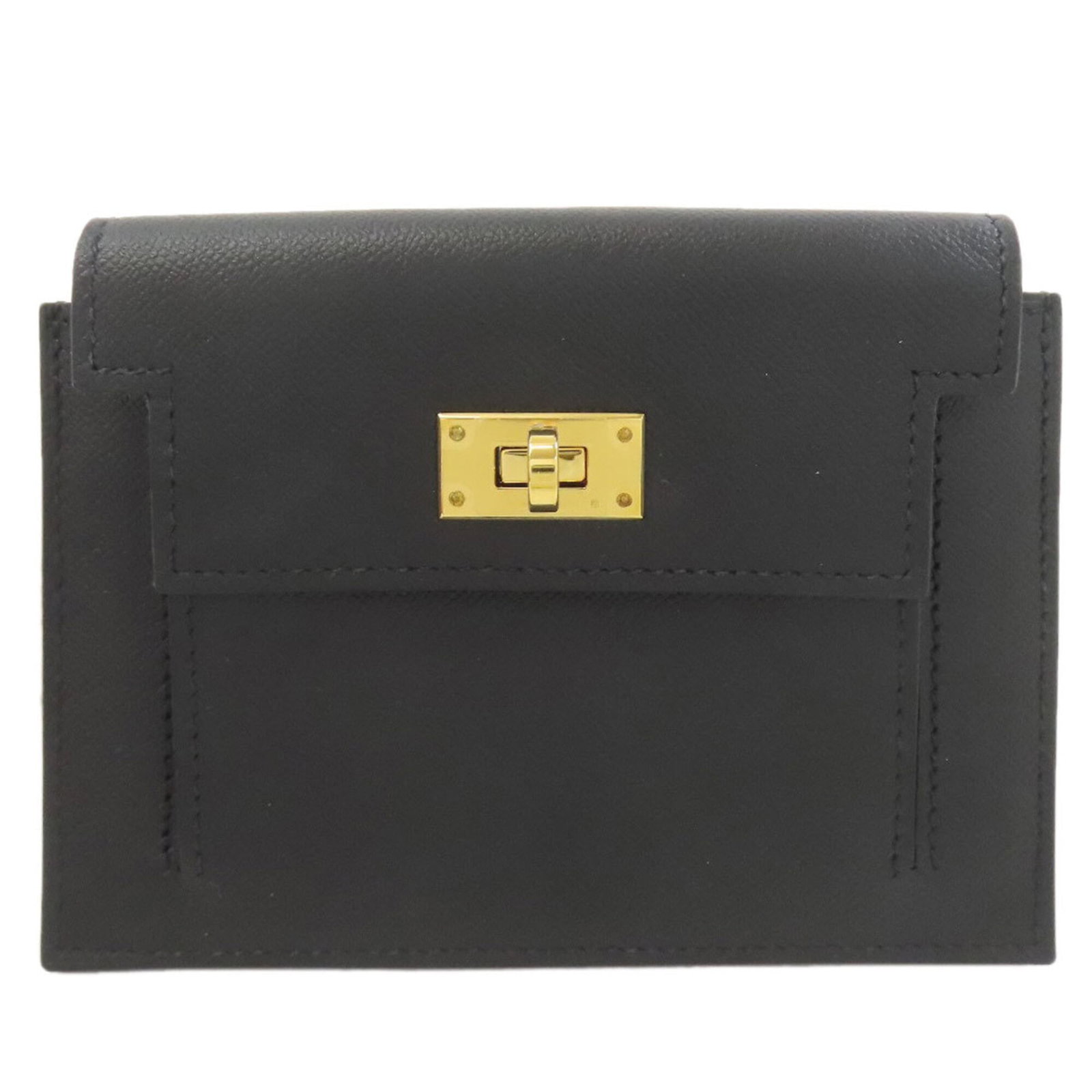 Hermes Coin Purse/ Coin Case Epsom Leather: Hermes Coin Purse/ Coin Case Epsom Leather Epsom leather craftsmanship shines in this classic Hermes coin purse, its sleek black design exuding timeless sophistication. With a compact size and subtle