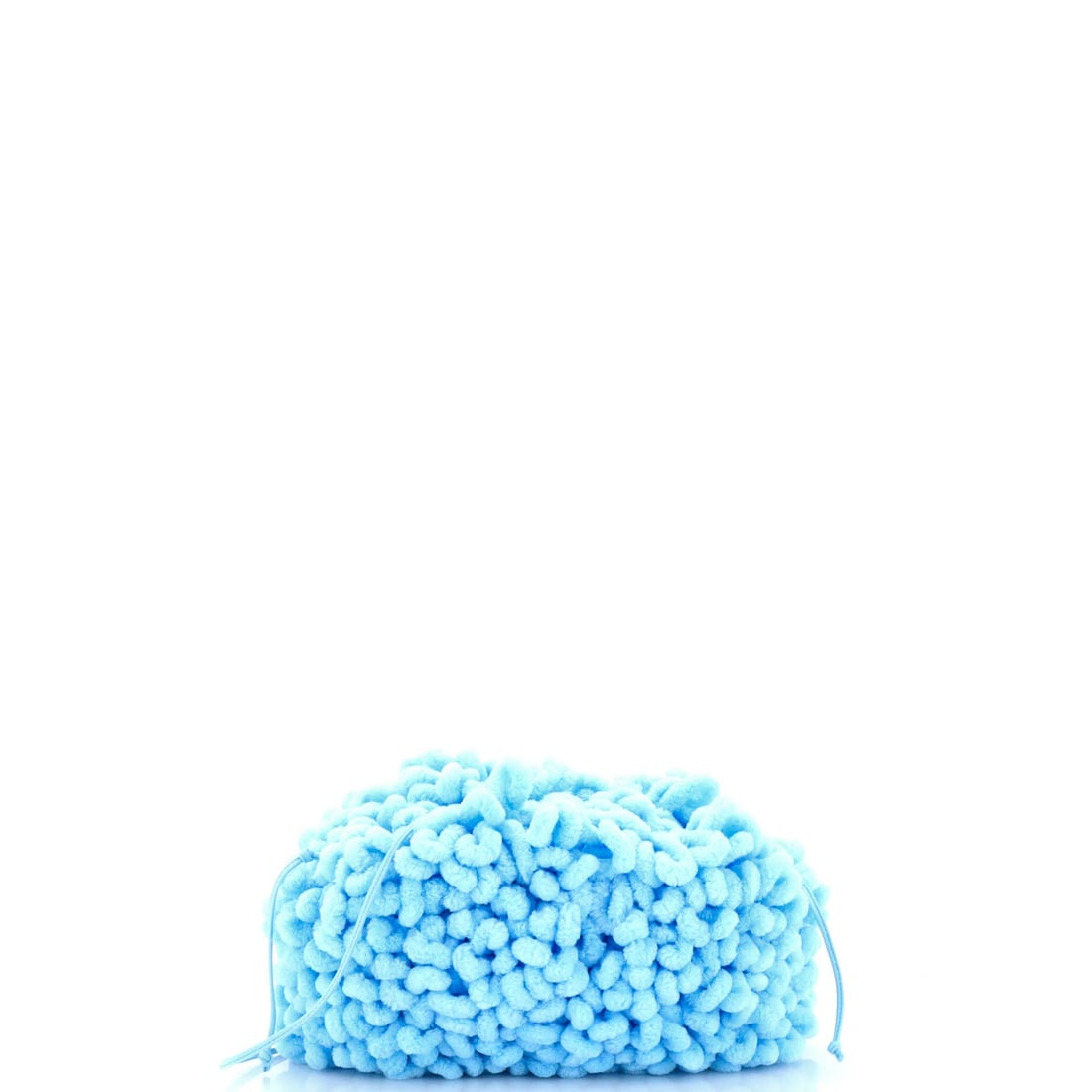 Twisted Chenille Mini Wave Pouch From Bottega: Twisted Chenille Mini Wave Pouch From Bottega Twisted Chenille Mini Wave Pouch from Bottega Veneta boasts a striking blue exterior with twisted chenille details, adding a touch of elegance to its