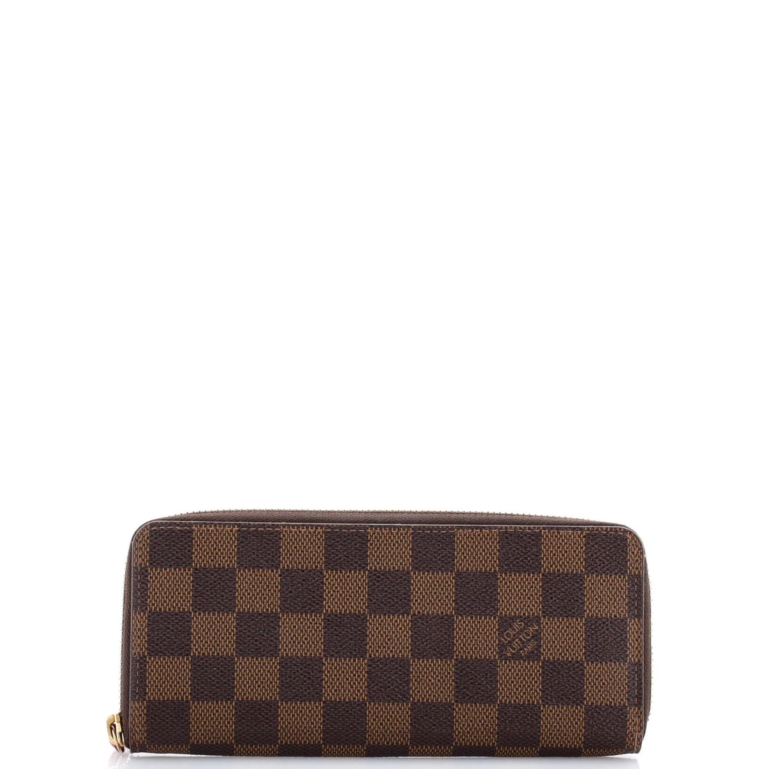 Damier Wallet Louis Vuitton Clemence: Damier Wallet Louis Vuitton Clemence Brown Damier Canvas Coated Louis Vuitton Clemence Wallet, featuring a classic design with a signature red leather interior and gold hardware. This pre-owned wallet