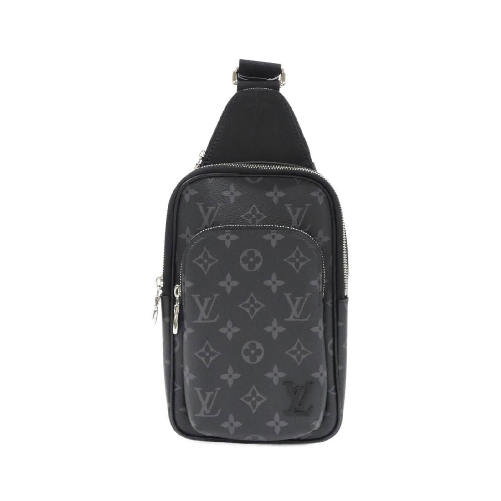 Coated Canvas By Shoulder Bag Louis Vuitton: Coated Canvas By Shoulder Bag Louis Vuitton Used Louis Vuitton Coated Canvas Shoulder Bag in black with silver hardware, featuring a classic design and durable coated canvas material. The bag measures