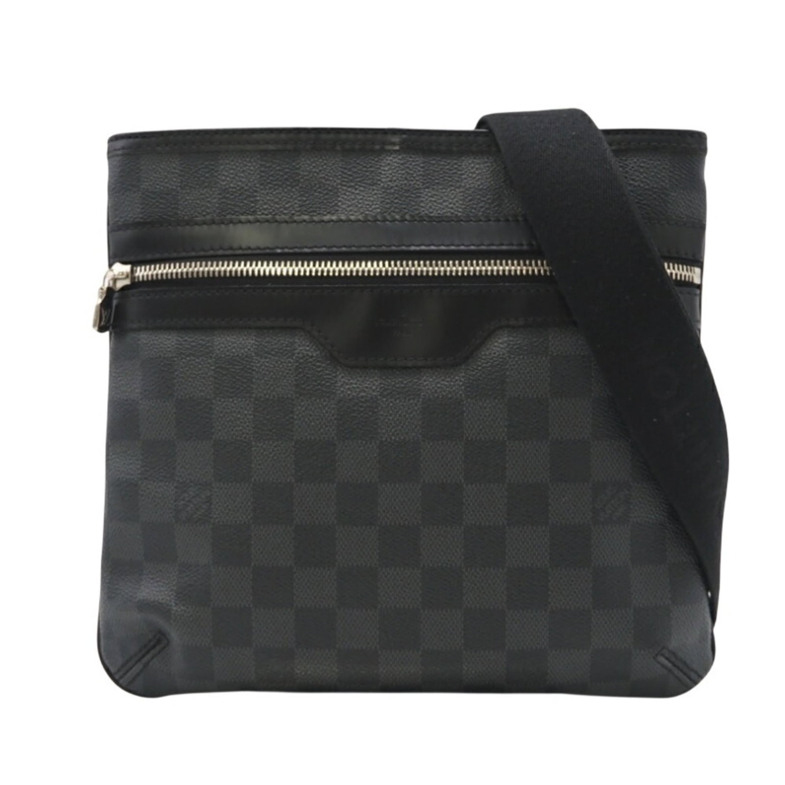 Coated Canvas By Shoulder Bag Louis Vuitton: Coated Canvas By Shoulder Bag Louis Vuitton Coated canvas shoulder bag with classic Louis Vuitton design, featuring black and gray tones. Measuring 23cm x 25cm x 2cm, it has a sturdy zipper closure an