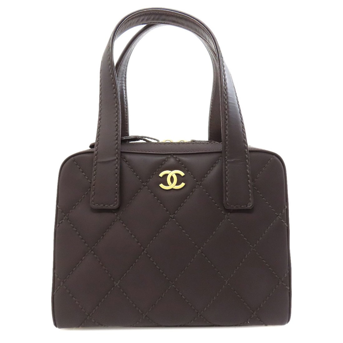 Chanel Coco Mark Wild Stitch Goldhardware Handbag Calf: Chanel Coco Mark Wild Stitch Goldhardware Handbag Calf Brown Calf Handbag with Gold Hardware, a timeless design from CHANEL. This Wild Stitch Mark handbag boasts elegant gold hardware accents that