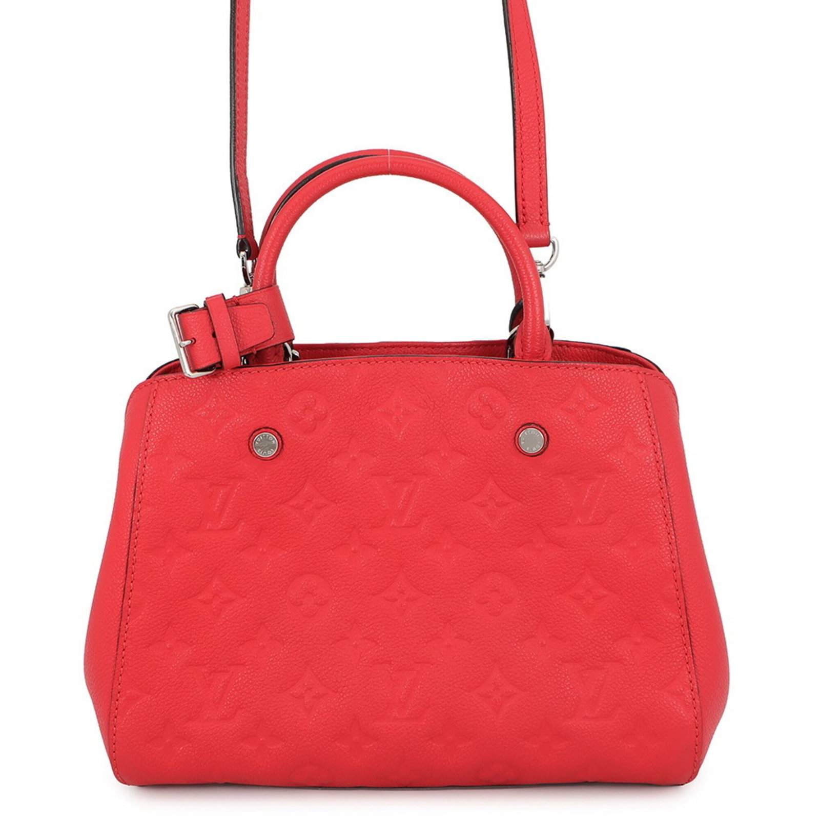 Handbag Louis Vuitton Monogram Empreinte: Handbag Louis Vuitton Monogram Empreinte The Louis Vuitton Monogram Empreinte handbag boasts the iconic interlocking 'M' pattern in a striking Dahlia color, adding a touch of elegance to any outfit.