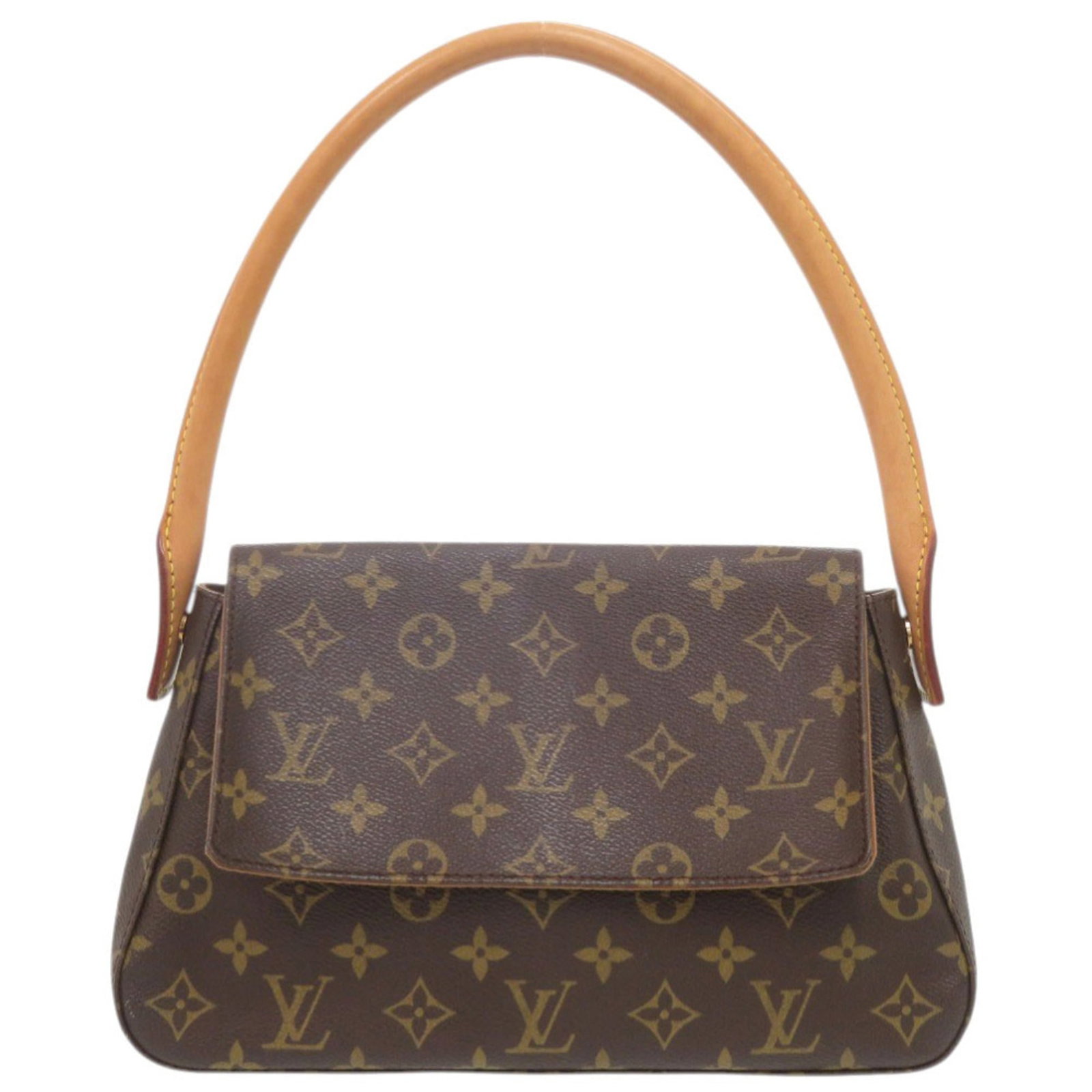 Louis Vuitton Handbag Monogram: Louis Vuitton Handbag Monogram Brown Monogram Louis Vuitton Handbag, 16cm x 28cm x 9cm. This used handbag features the iconic monogram pattern and has a worn exterior with traces of usage and scratche