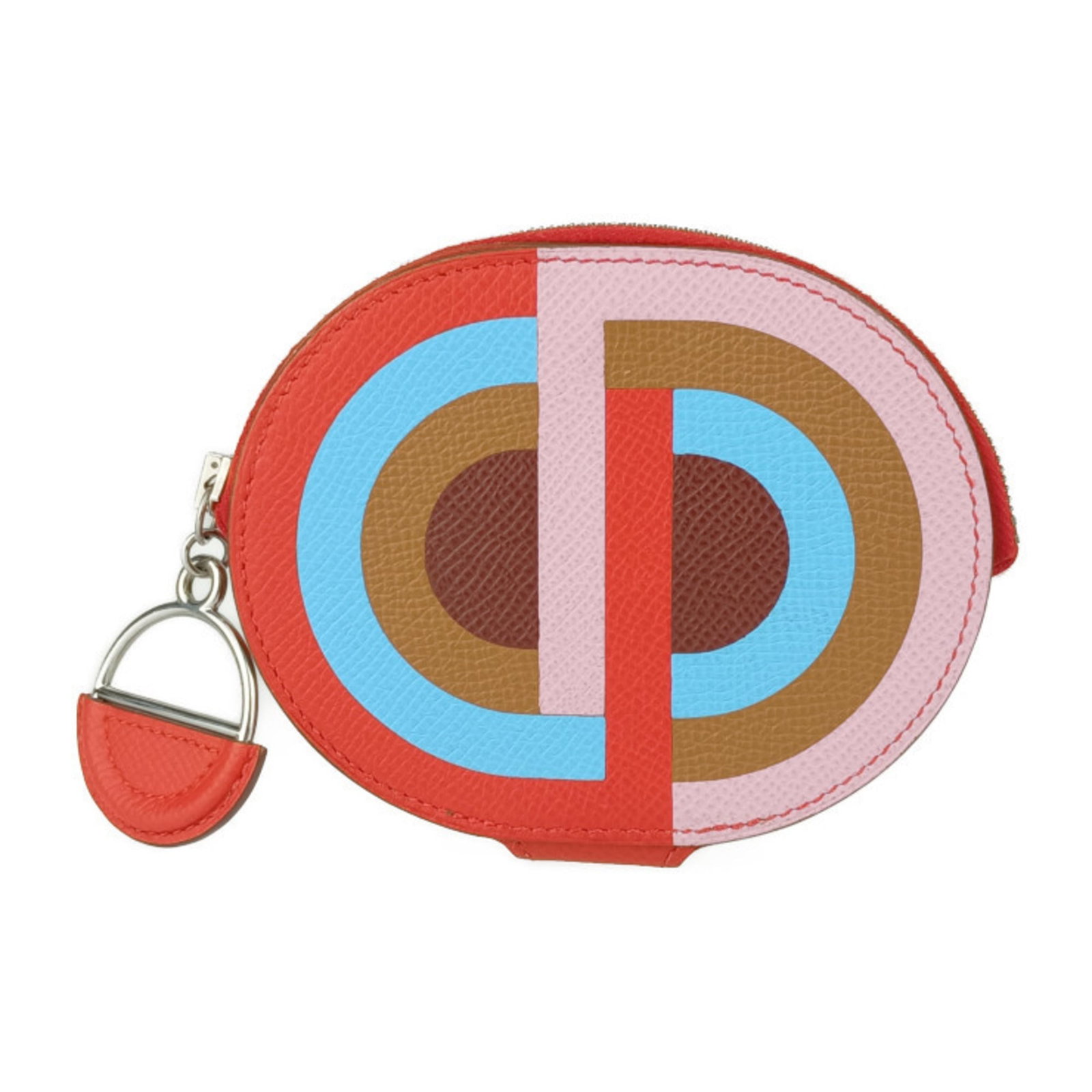 Hermes Coin Purse/ Coin Case Epsom Leather: Hermes Coin Purse/ Coin Case Epsom Leather Epsom leather coin purse from Hermes, featuring a multi-color design with red accents. This used item has some traces of usage and minor scratches, but