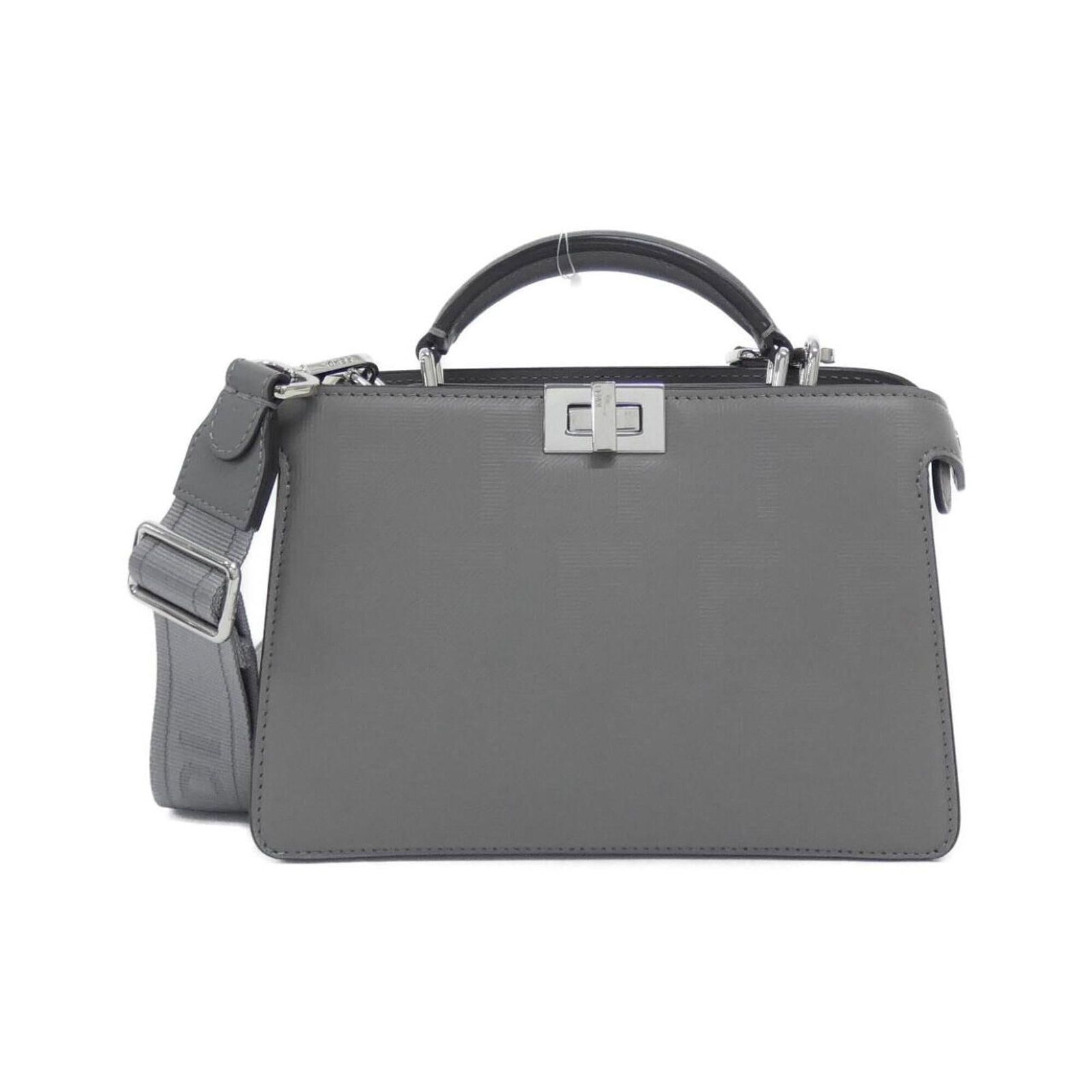 Handbag Leather by Fendi: Handbag Leather by Fendi Gray Fendi handbag made from high-quality leather, featuring a classic design with subtle scratches and minor dirt marks. The bag measures 14cm x 21cm x 6cm and is in very