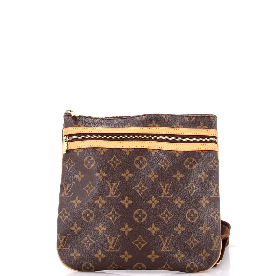 Louis Vuitton Bosphore Pochette Monogram Canvas: Louis Vuitton Bosphore Pochette Monogram Canvas Brown Louis Vuitton Bosphore Pochette Monogram Canvas cross body bag with minor creases, edge wear, and scuffs. The bag features a gold-toned hardware