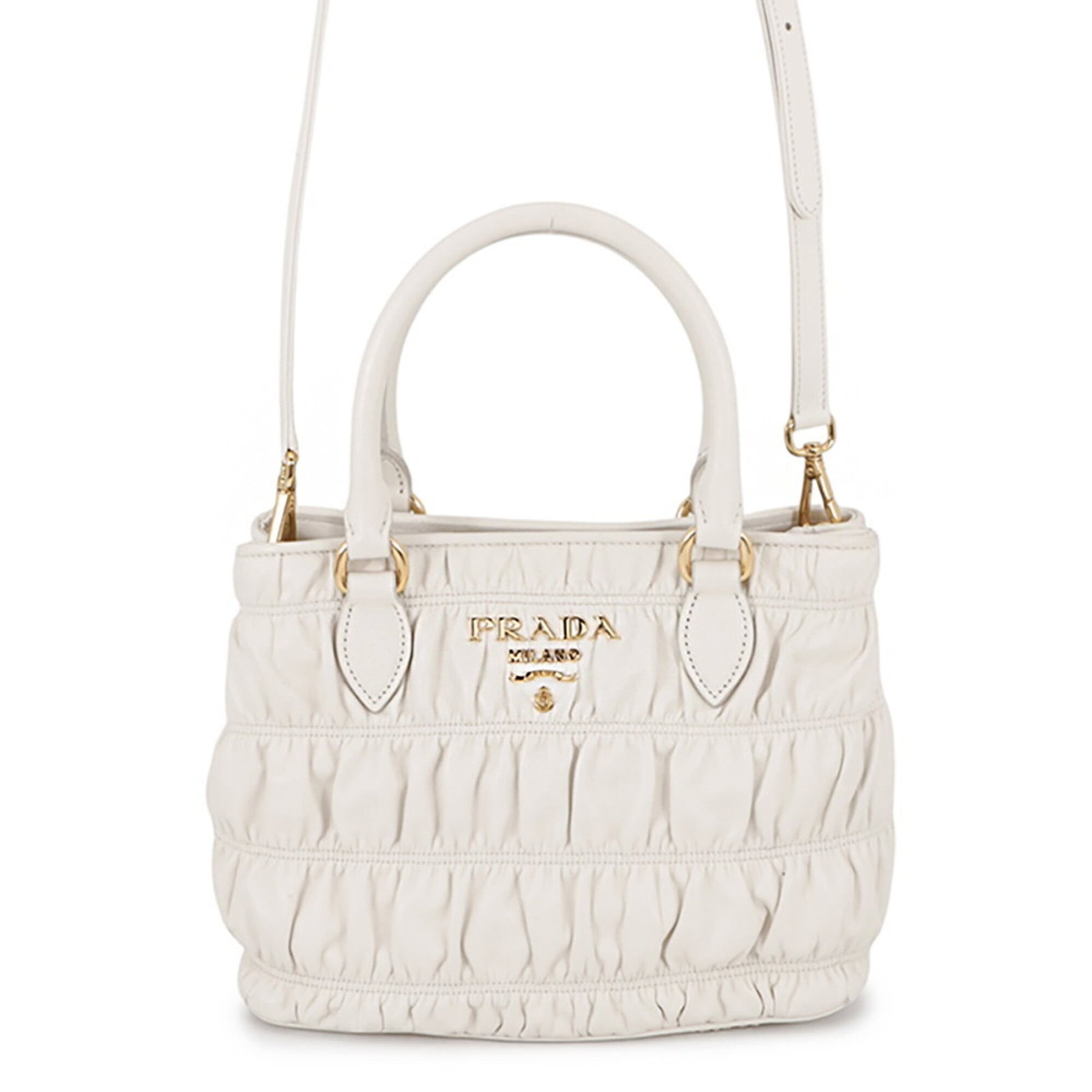 Handbag Leather Bag Shoulder Prada: Handbag Leather Bag Shoulder Prada White Prada Leather Shoulder Bag with Gold Hardware. This classic shoulder bag features high-quality white leather and gold hardware, showcasing a timeless design