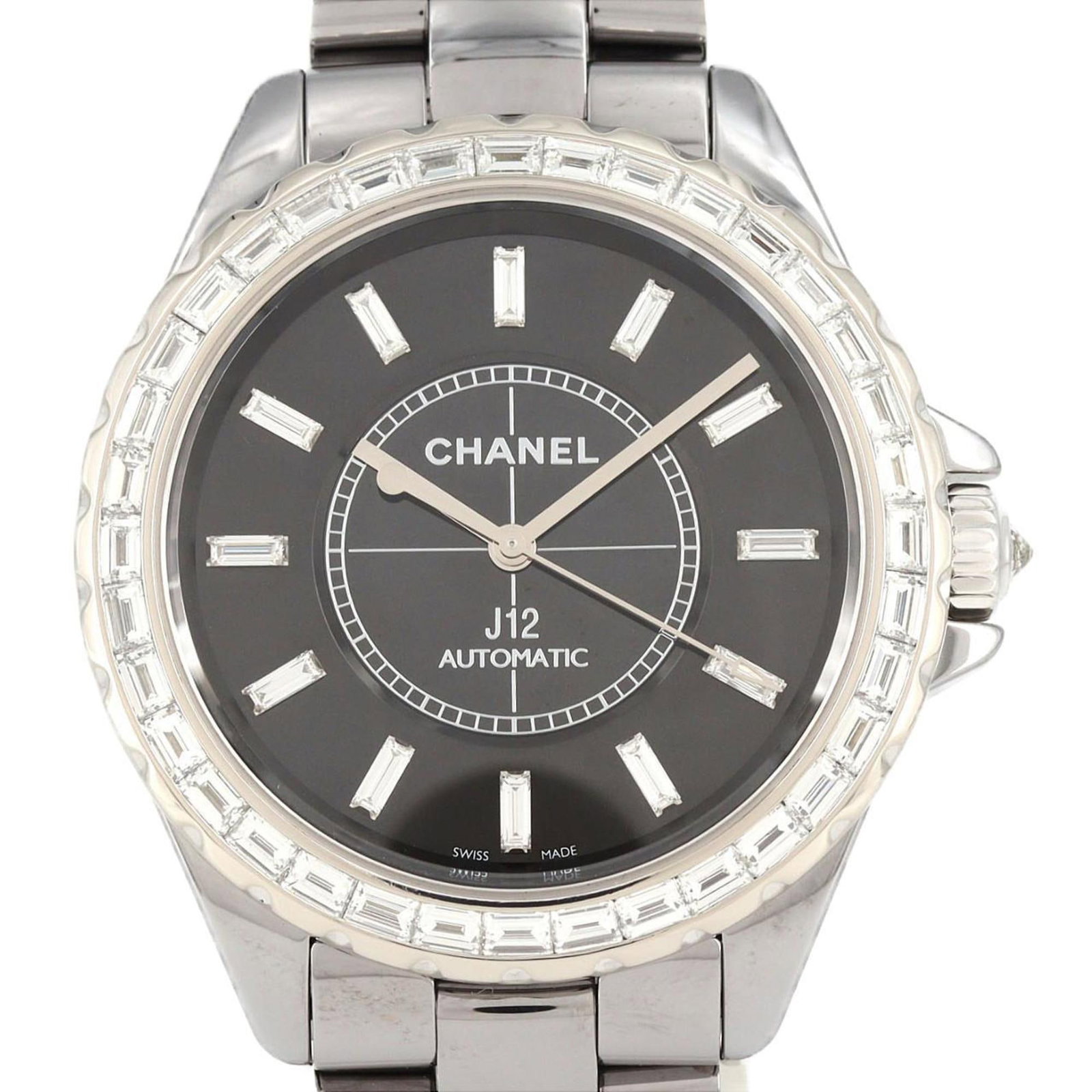 Chanel Wristwatch: Chanel Wristwatch Ceramic case and band create a sleek, modern look for this Chanel wristwatch. The black dial stands out against the subtle sheen of the ceramic materials, giving it a sophisticated a