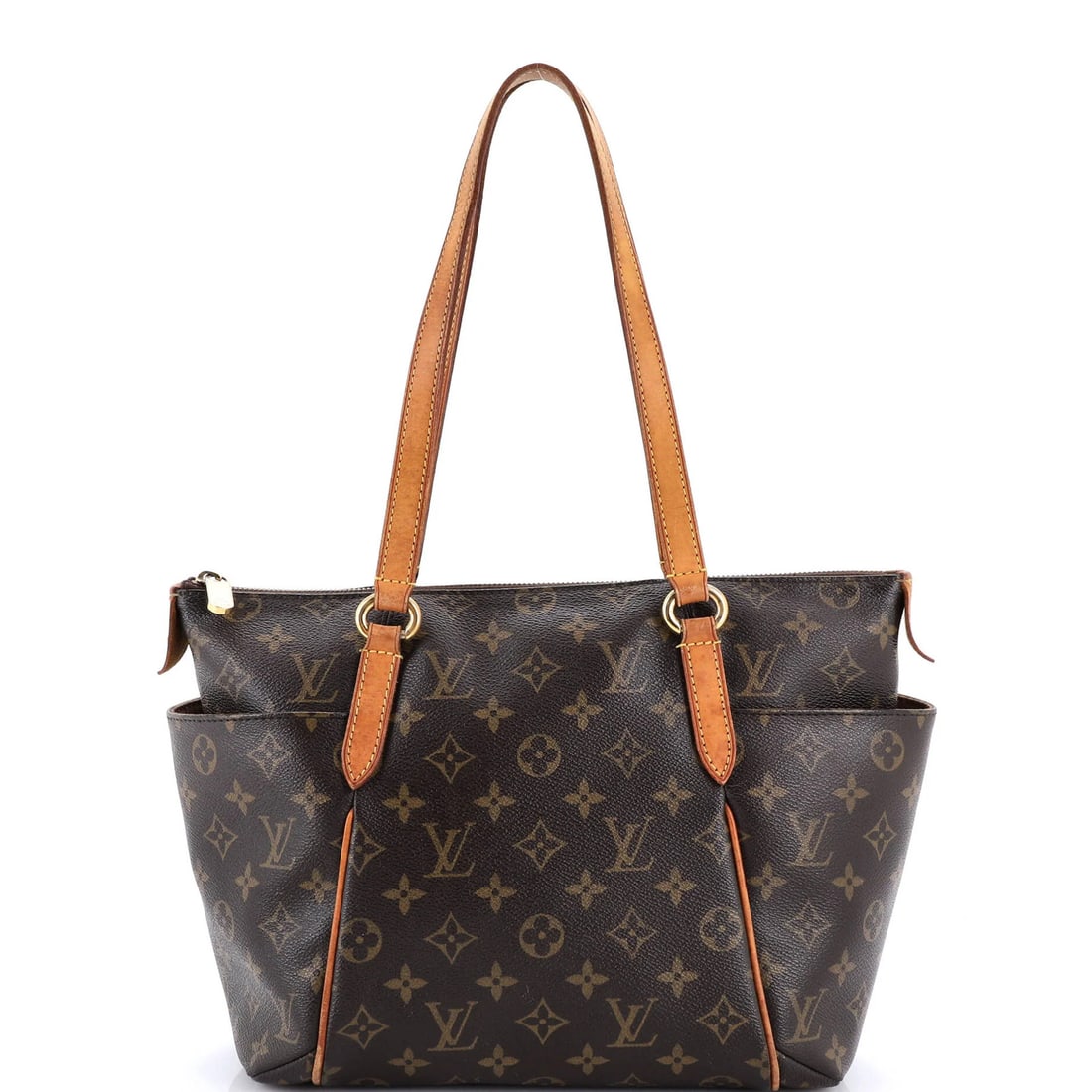 Monogram Canvas Handbag Louis Vuitton Totally: Monogram Canvas Handbag Louis Vuitton Totally Canvas Coated Louis Vuitton Totally Handbag in Brown, featuring the iconic monogram pattern. This shoulder bag boasts a classic design with heavy corner